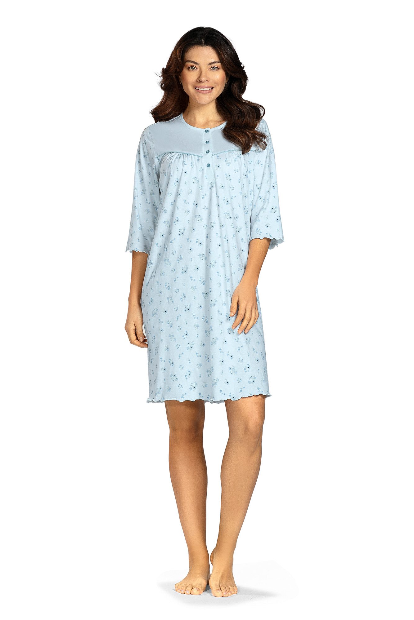 comtessa Nachthemd Comtessa Damen Nachthemd Halbarm Knopfleiste in Bleu günstig online kaufen