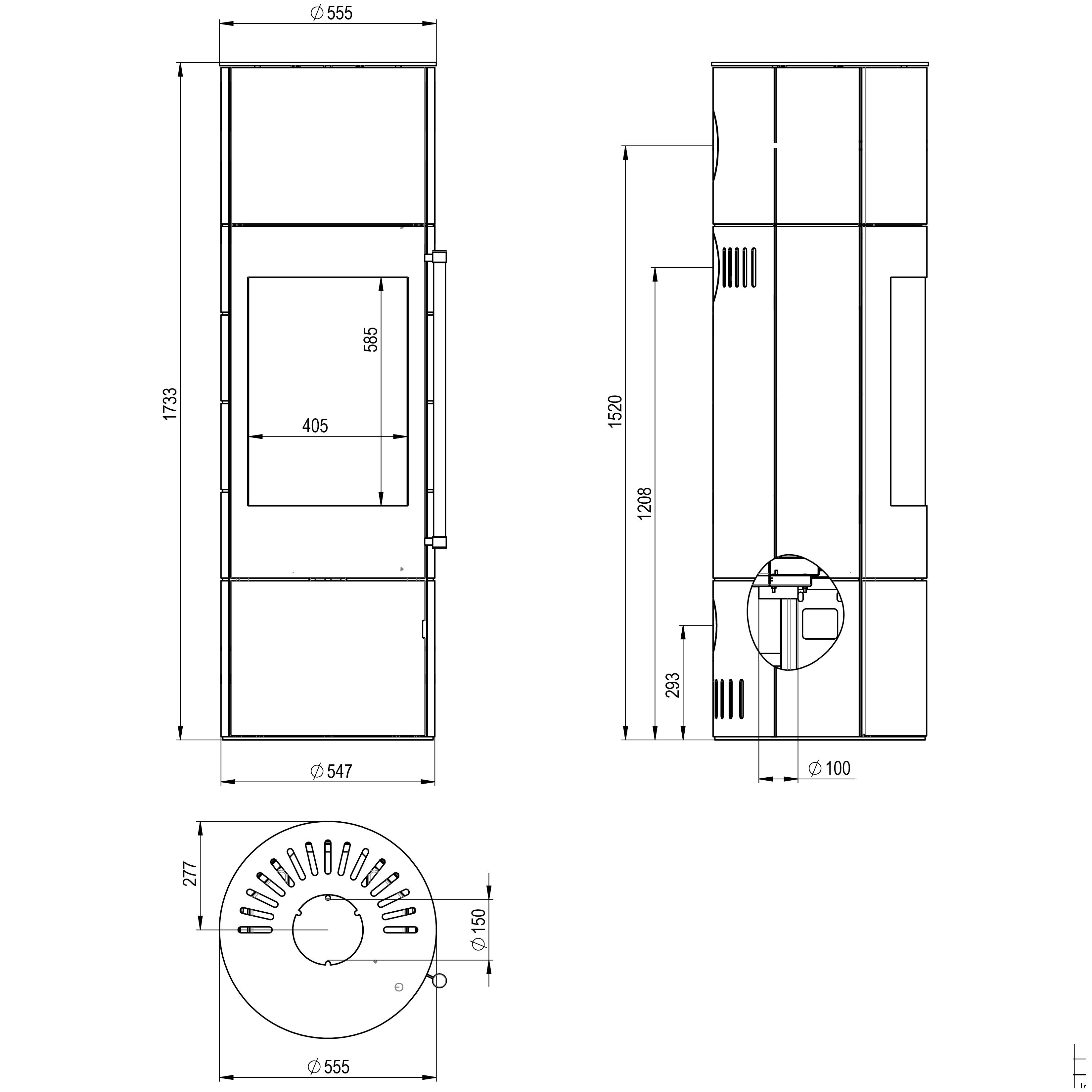 H&M Germany Kaminofen EVO 2.1 kW, XL 7 Stahl-Titan, Zeitbrand