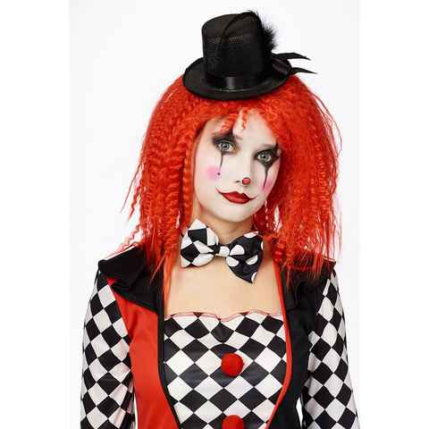 Karneval-Klamotten Clown-Kostüm Clown Perücke gekreppte Pierrot rot, Clownsperücke in auffälligem Rot Karneval Fasching