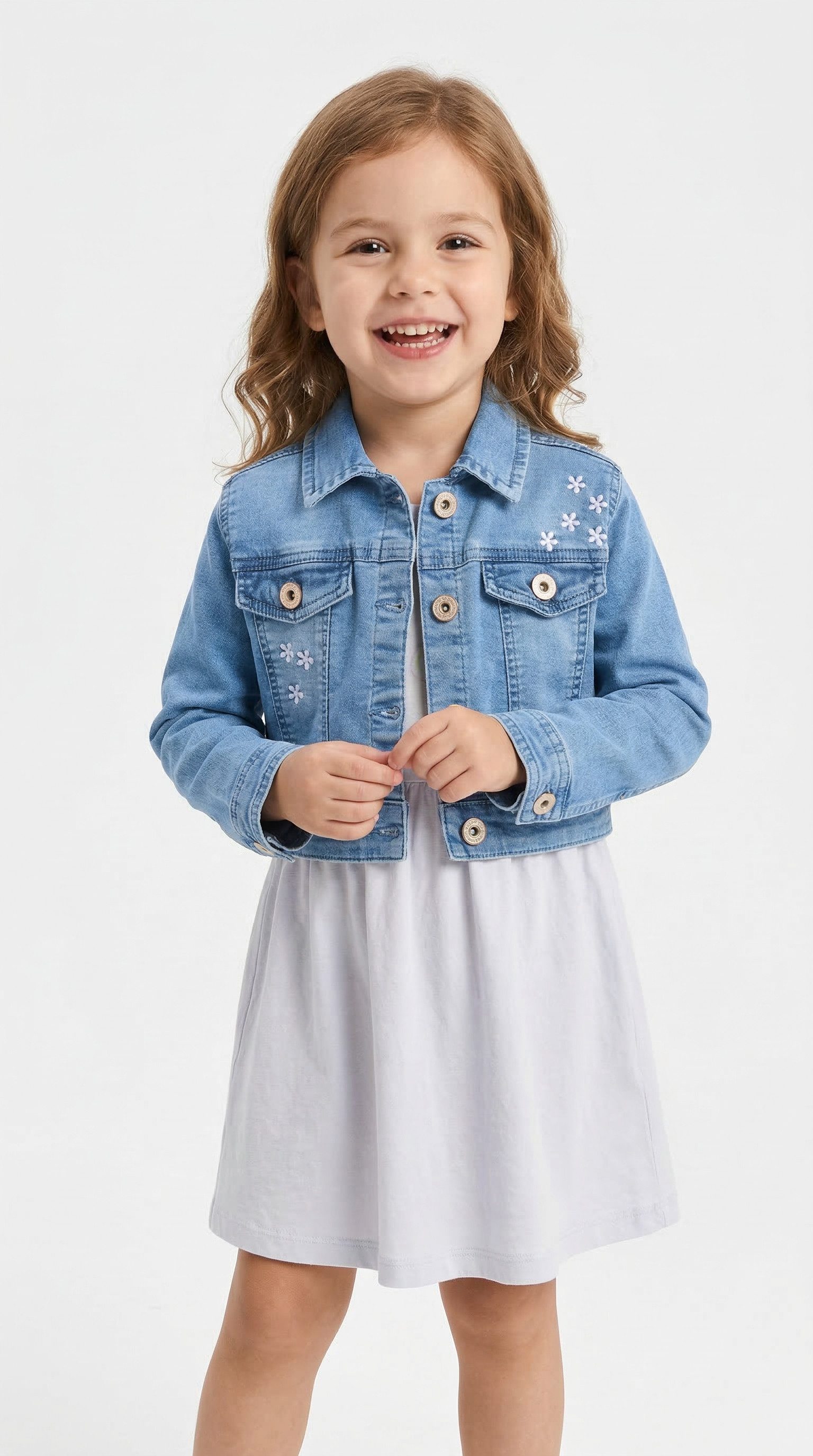 happy girls Jeansjacke mit tollen Blütenstickereien