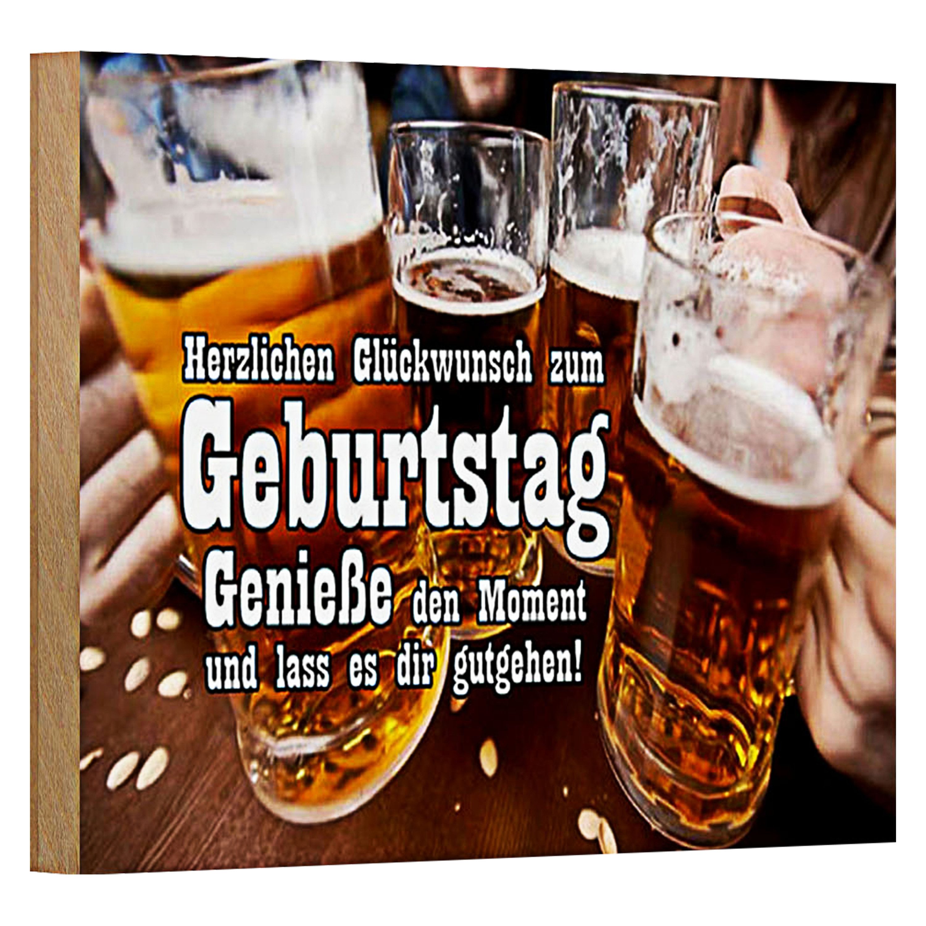 Roomando Holzbild Spruch 18x12cm Glückwunsch zum Geburtstag Bier günstig online kaufen