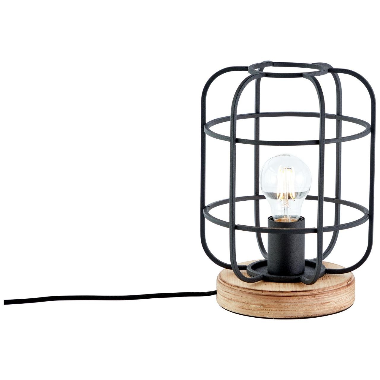 A6 1x korund, Tischleuchte holz/schwarz Tischleuchte Gwen Gwen, Metall/Holz, Lampe, Brilliant antik