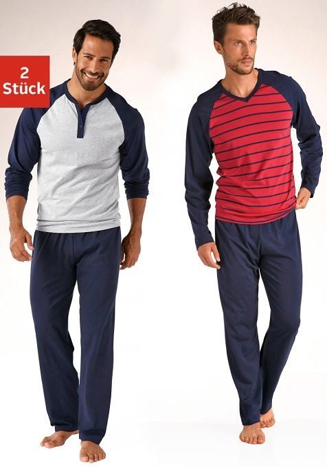 Stück) mit Form, (Packung, Pyjama Raglanärmeln tlg., le langer 4 2 in jogger®