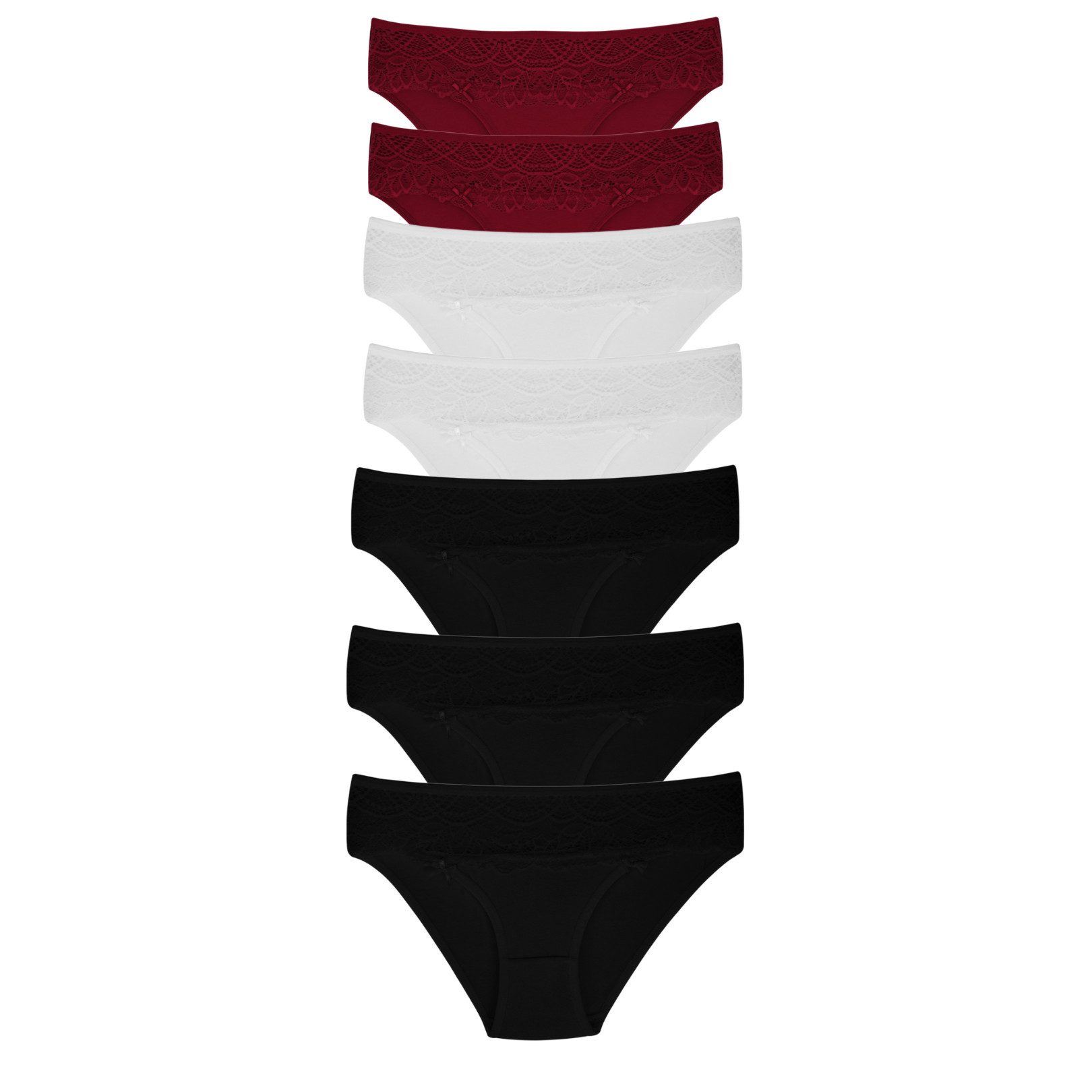 alesvelt Bikinislip Damen Slip Set – 7er Pack mit Spitze aus Baumwollmix günstig online kaufen