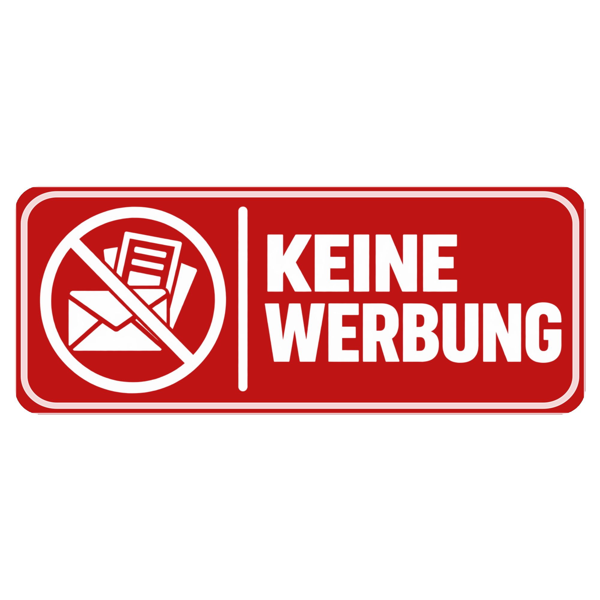 Nomiro Hinweisschild NOMIRO Hinweisschild Türschild Keine Werbung 15x6 cm - Kunststoff rot, (1 St), selbstklebend, lasergraviert