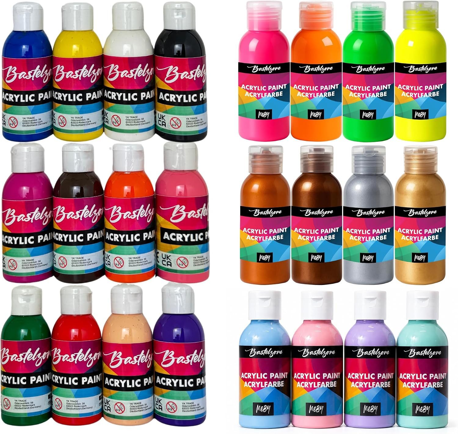 Greenpoint Acrylfarbe Acrylfarben 24 Farben 100 ml Künstlerfarben Set für Hobbymaler, 24 Farben, hochpigmentiert, wasserbasiert, matt