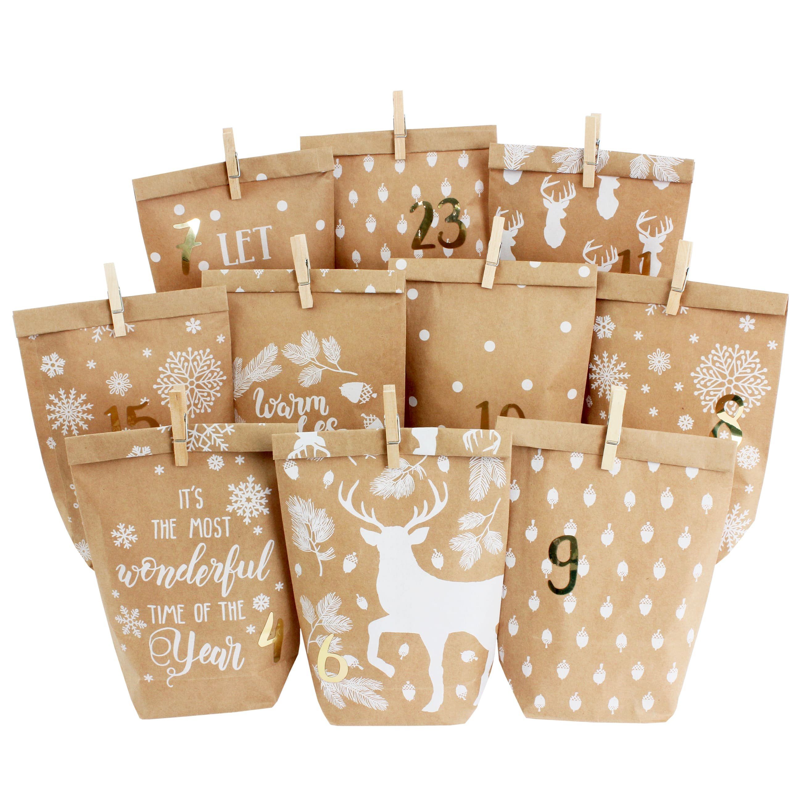 PAPIERDRACHEN befüllbarer Adventskalender DIY Adventskalender zum Befüllen - Motiv Cozy Winter weiß
