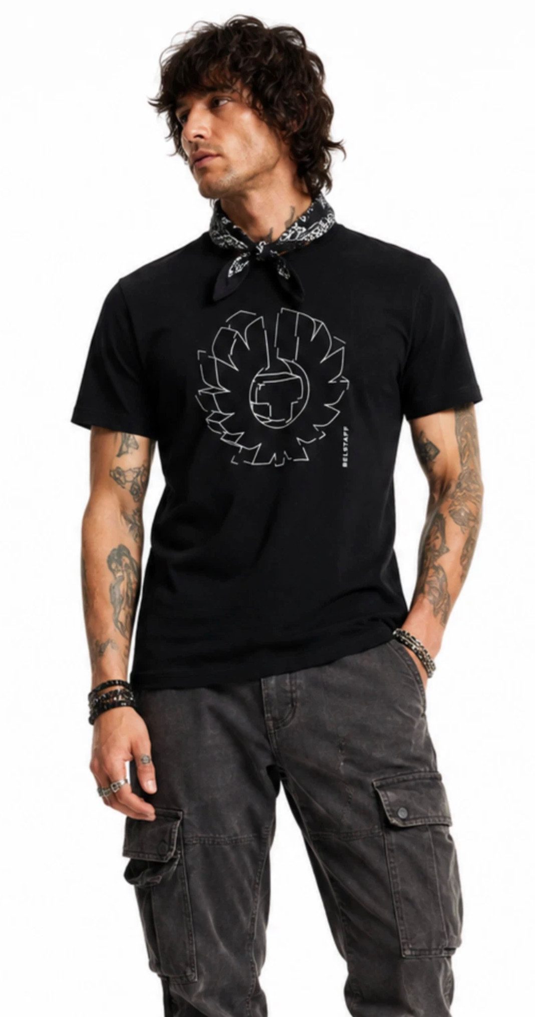 Belstaff T-Shirt London Retro Deconstructed Phoenix Cotton Regular Cut (1-tlg) Phoenix in einer geometrischen Liniengrafik neu interpretiert.