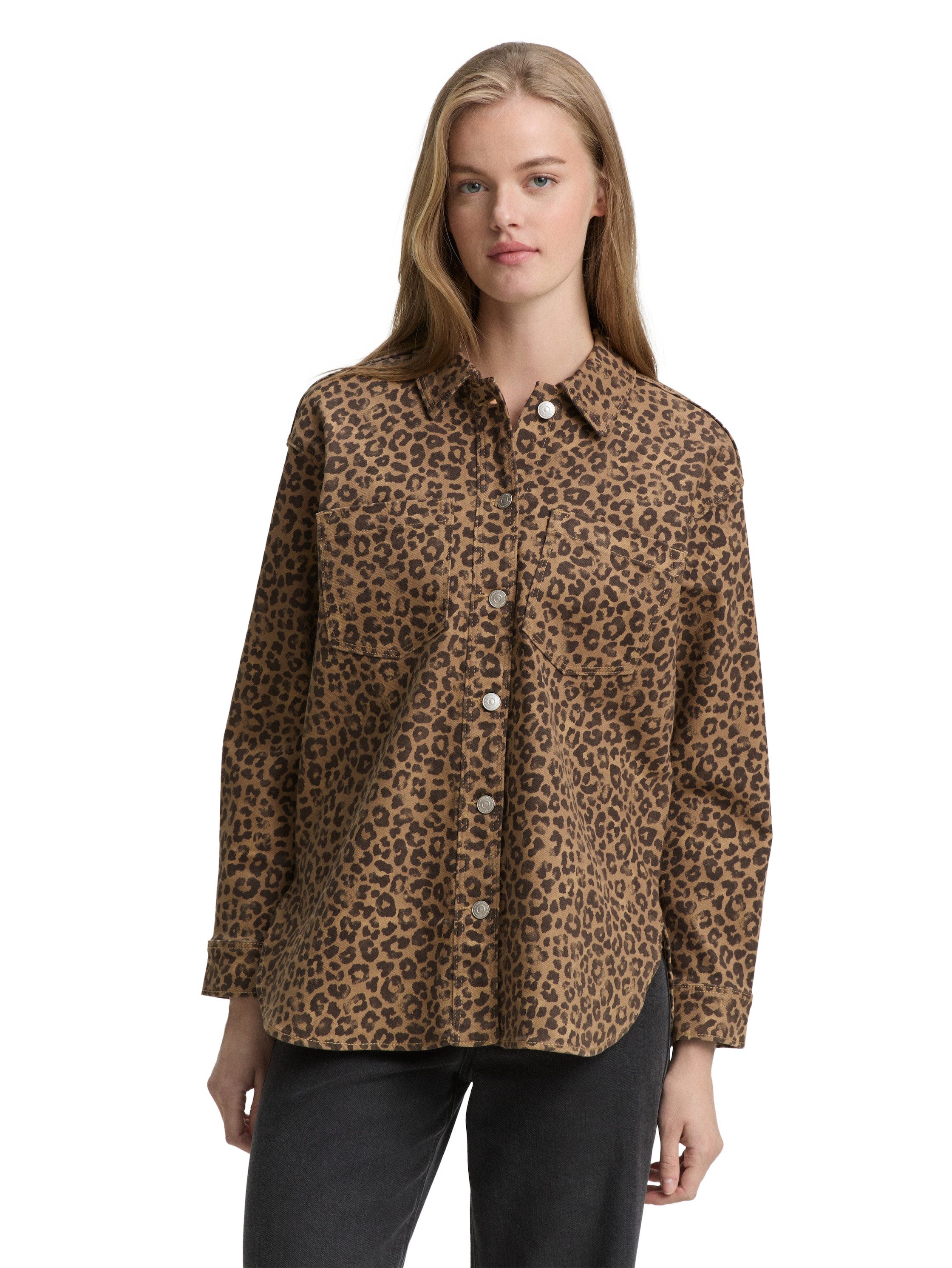 TOM TAILOR Denim Langarmbluse mit Animal-Print