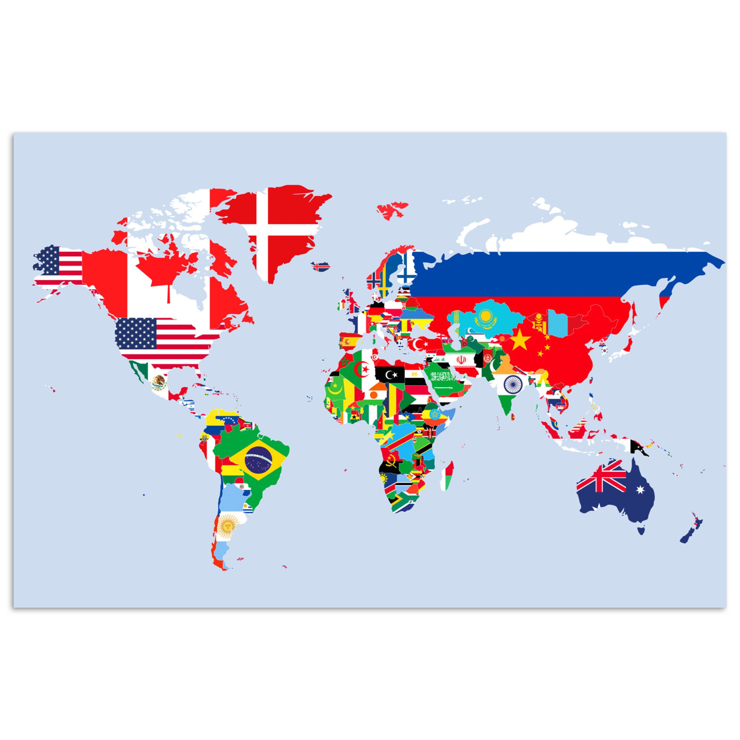 MuchoWow Poster Welt - Karte - Flagge - Länder, (1 St), Poster ohne Rahmen, günstig online kaufen