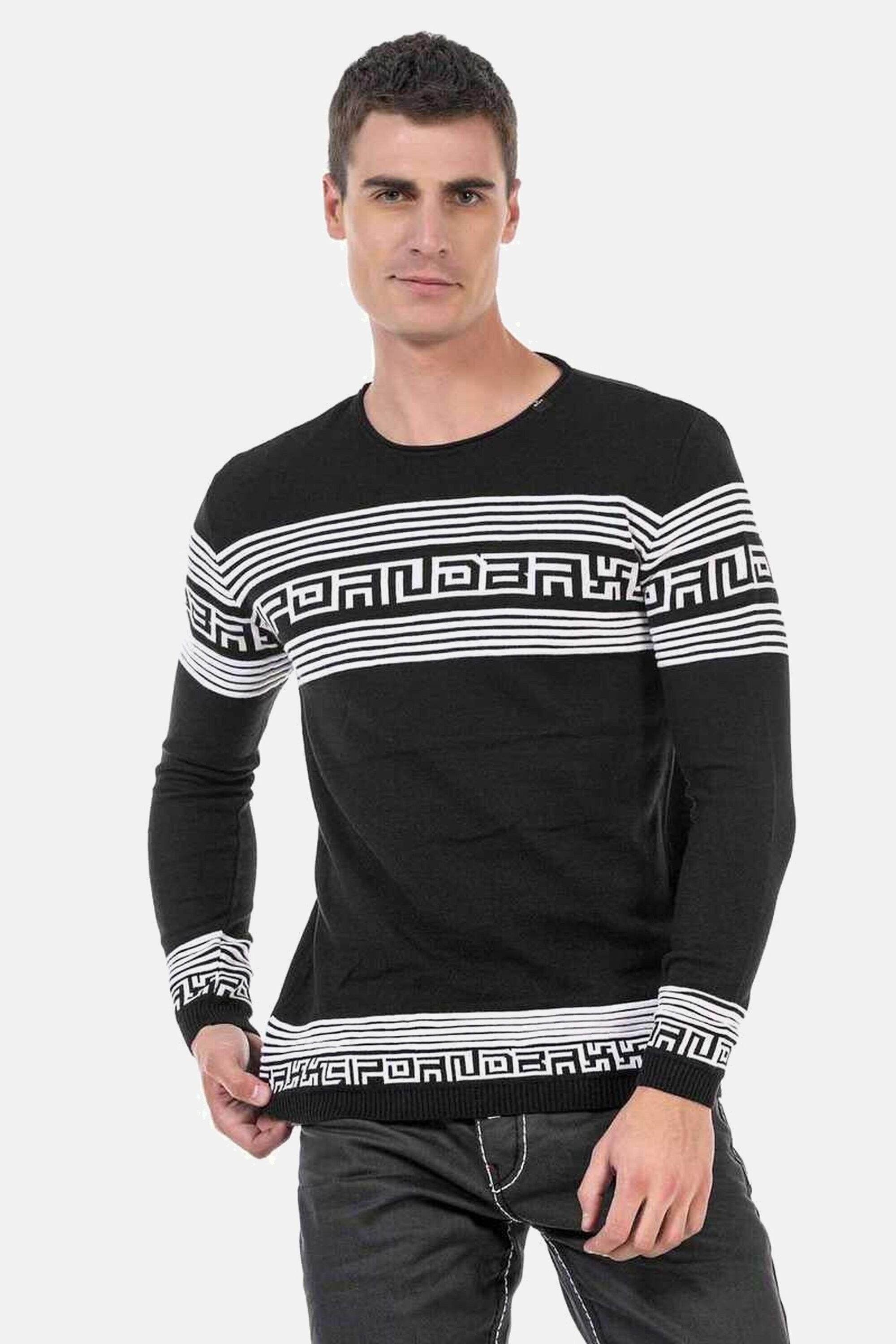 Cipo & Baxx Rundhalspullover Pullover (1-tlg) in Streifenoptik, CP243