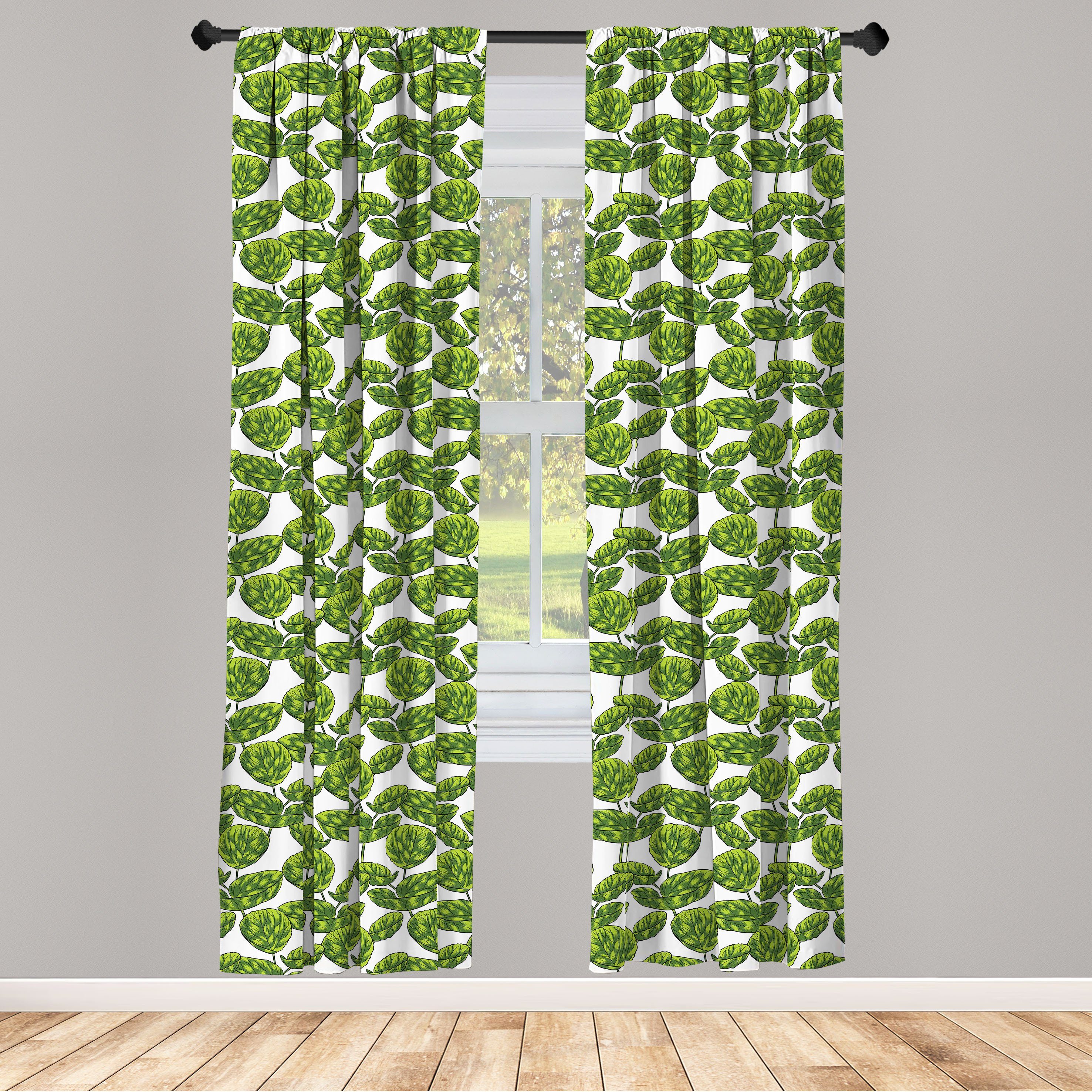 Gardine Vorhang für Wohnzimmer Schlafzimmer Dekor, Abakuhaus, Microfaser, Blätter Tropische Pflanzen warme Jahreszeit