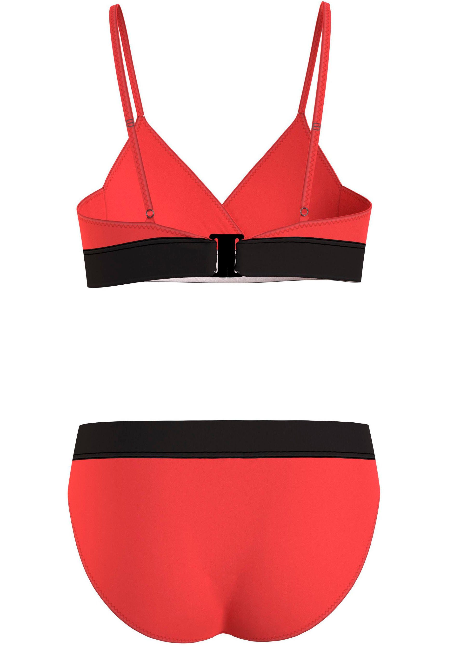 Calvin Klein Swimwear CROSSOVER unifarbener BIKINI Triangel-Bikini TRIANGLE in Optik SET
