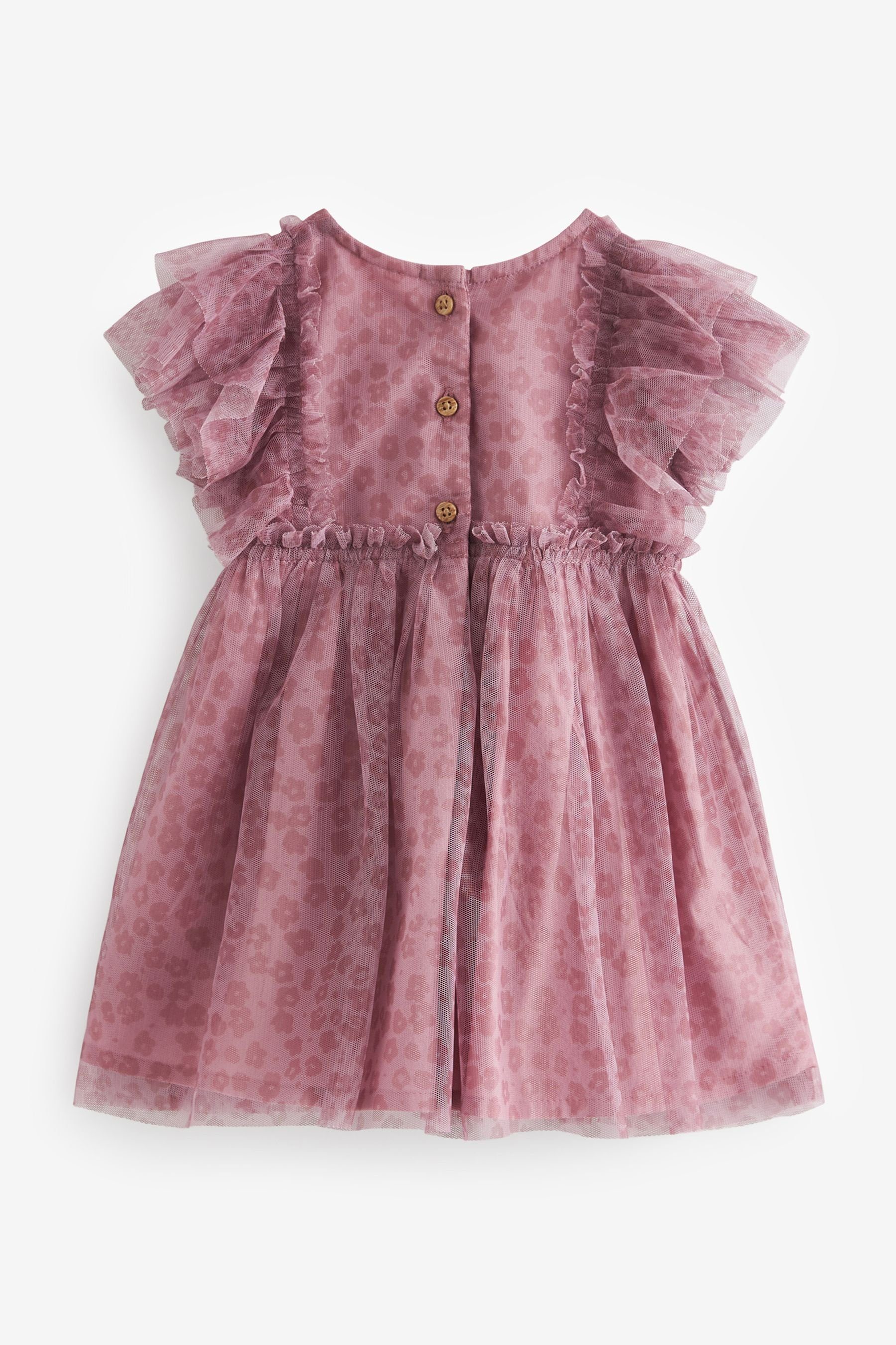 Rüschenärmeln mit Party-Kleid (1-tlg) aus Pink Dark Next Mesh Partykleid