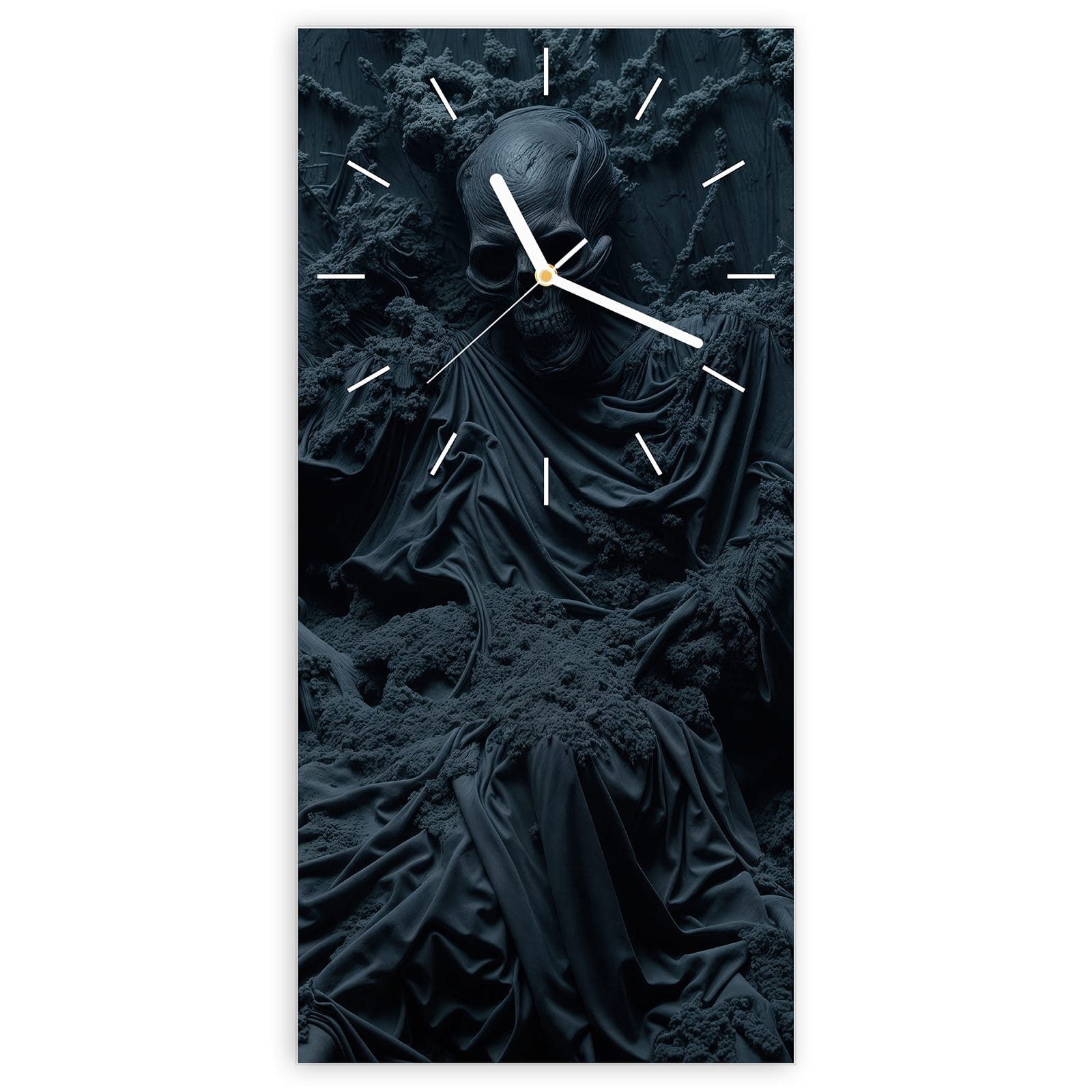 Wanduhr Glasuhr Wandkunst Größe 30 x 60 cm mit Motiv Skeletthüter
