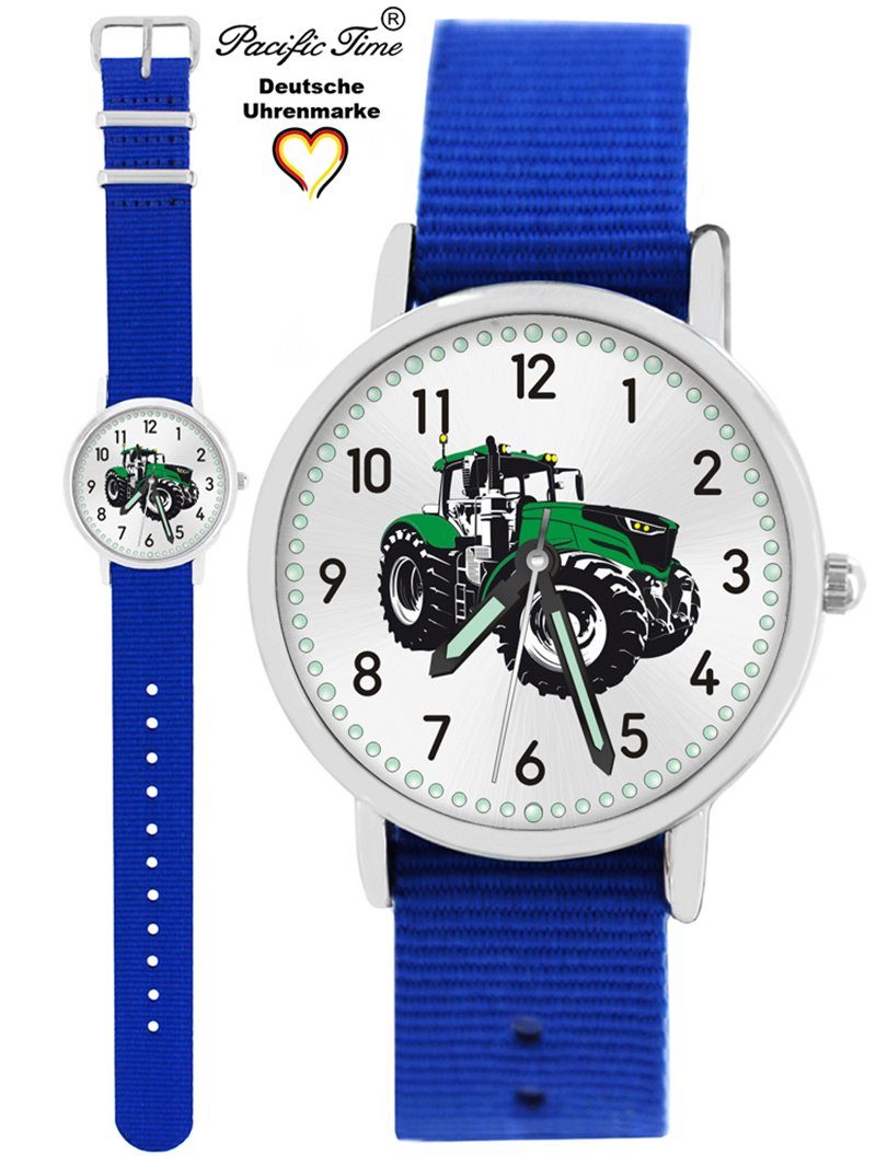 grün und Wechselarmband, Quarzuhr Traktor royalblau Match - Time Mix Design Kinder Armbanduhr Versand Pacific Gratis
