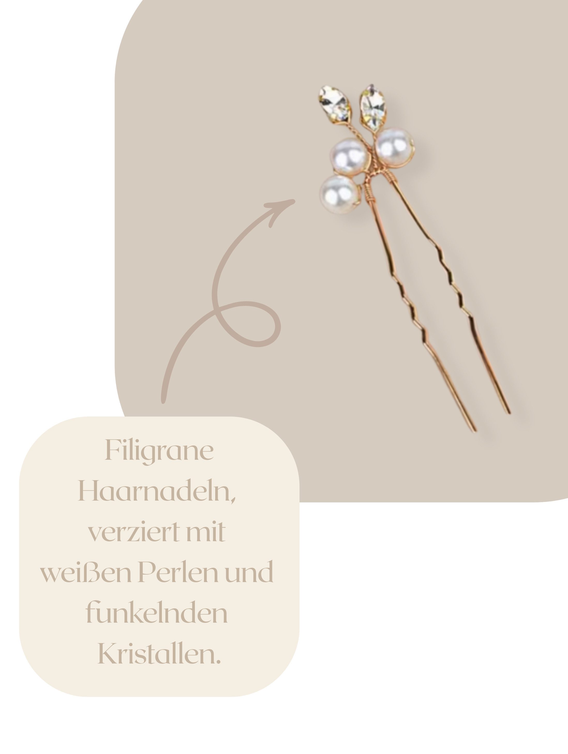 ANNIS WIESBADEN EST. 2021 Haarnadeln handgefertigte Haarnadeln mit Perlen & Kristallen, Haarklammern gold, Haarnadelset bestehend aus 6 Haarnadeln