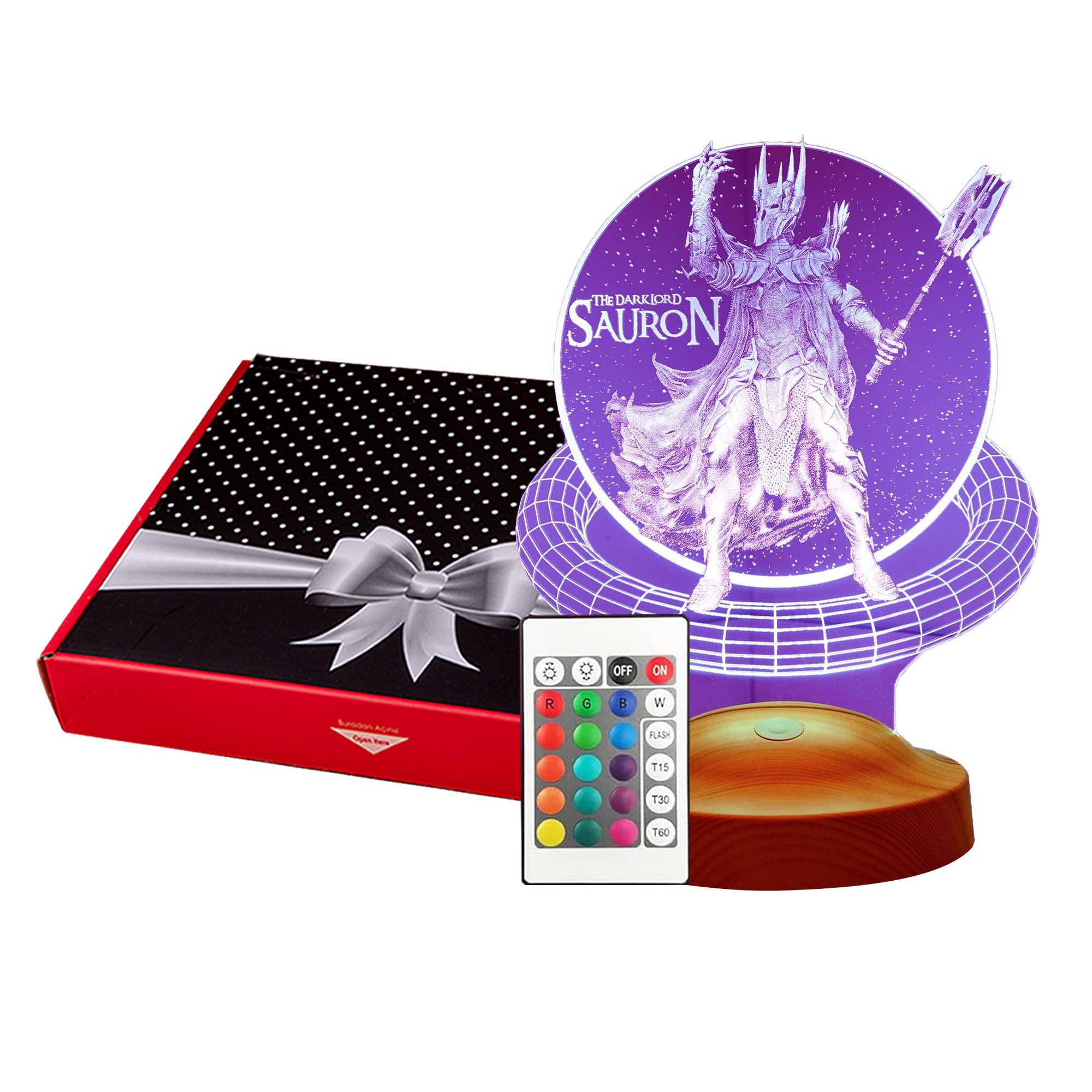 Geschenkelampe LED Nachttischlampe Sauron Herr der Ringe 3D mehrfarbige Gra günstig online kaufen