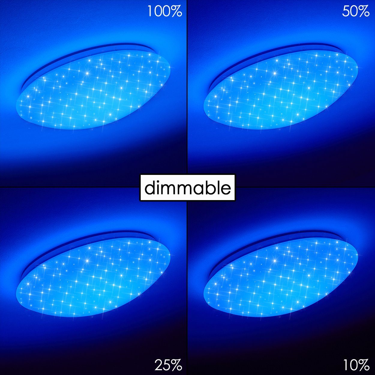 RGB Nachtlichtfunktion RGB Deckenlampe hofstein und runde dimmbar »Ovaro« Deckenleuchte Kelvin, Fernbedienung, mit Farbwechsler Glitzereffekt, Sternenhimmeloptik,