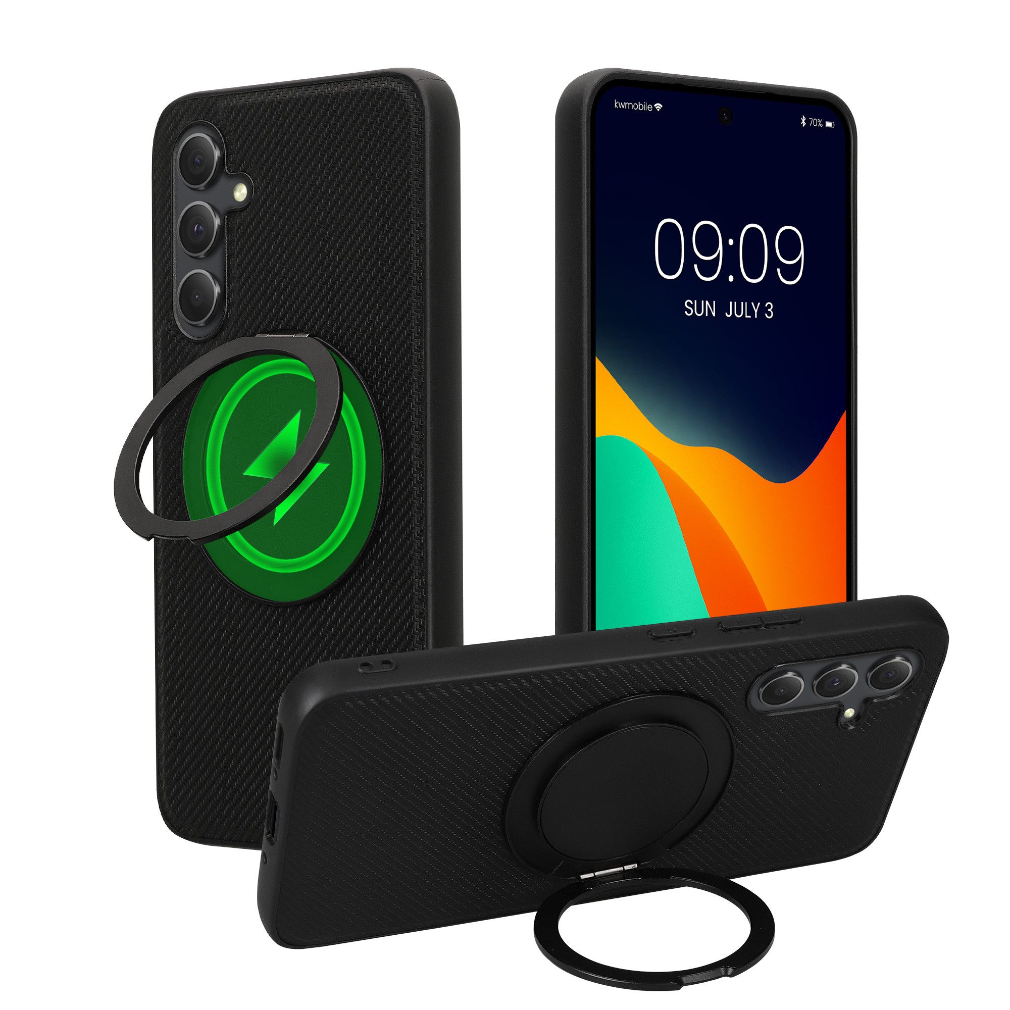 kwmobile Smartphone-Hülle Hülle für Samsung Galaxy A54 5G Handyhülle, Case kompatibel mit MagSafe - Cover mit Ringständer