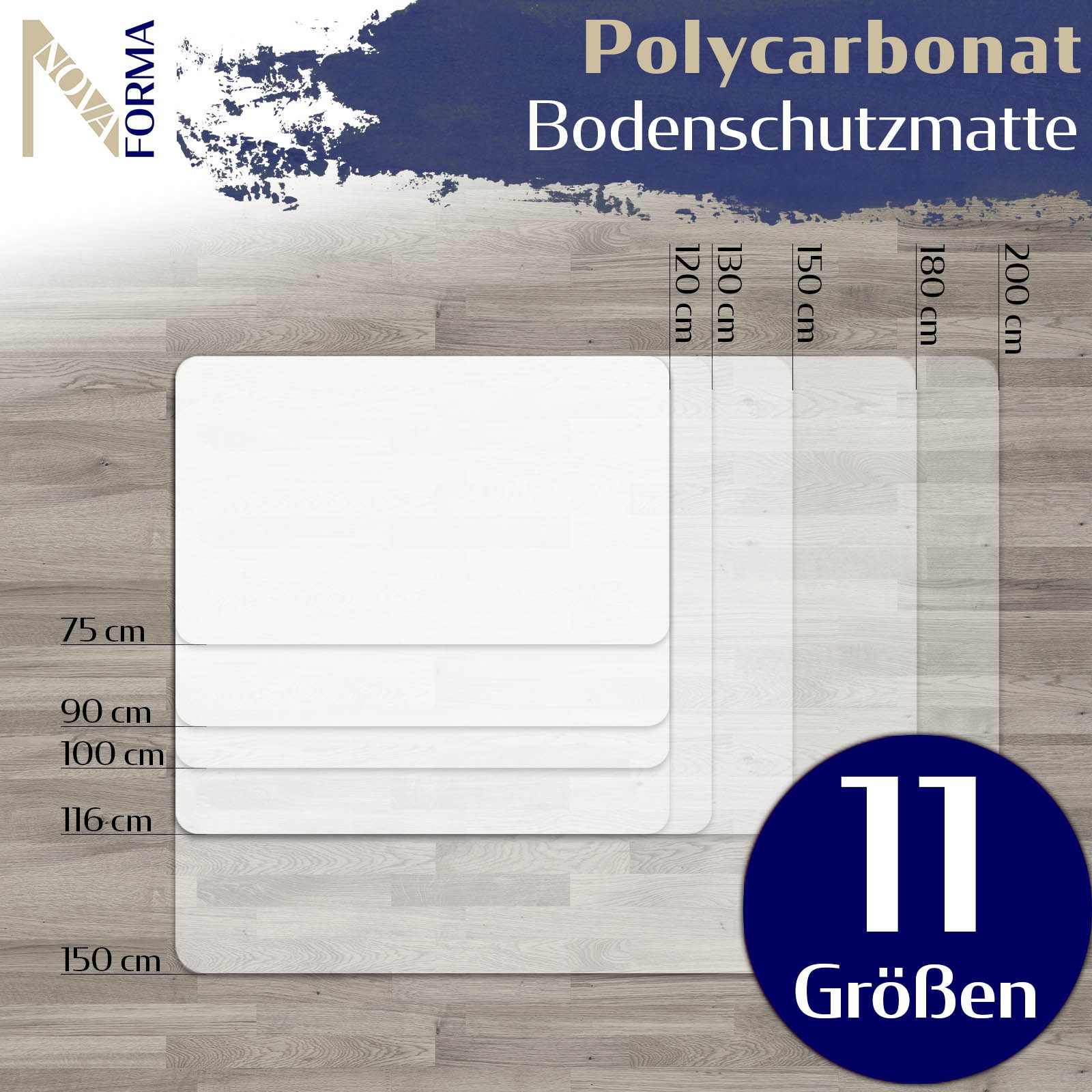 Nova Forma Bodenschutzmatte DURA, transparente Stuhlmatte für Hartböden - Unterlage für Bodenschutz