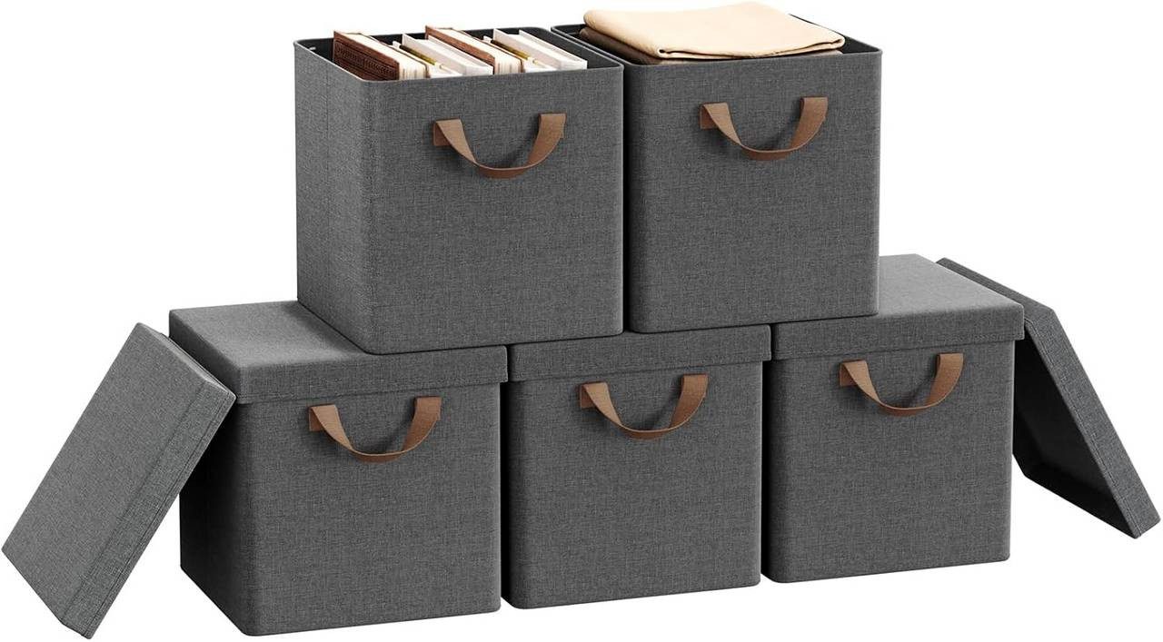 Woltu Aufbewahrungsbox (5 St), faltbare Stoffboxen 5 Stück, mit Griffen Metallrahmen