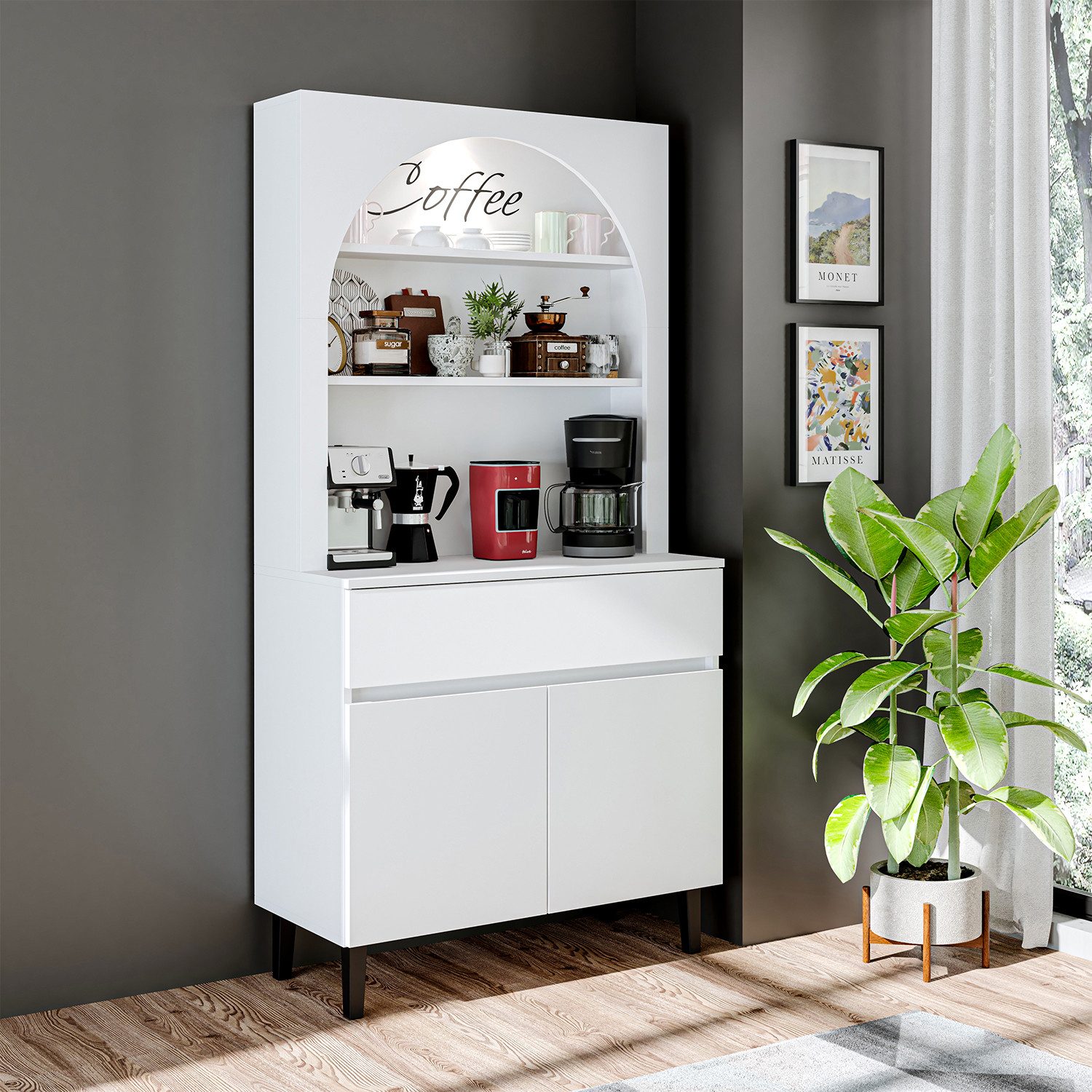 Roomart Küchenregal Küchenschrank VENEDIK 90 cm – Buffet- & Mehrzweckschran günstig online kaufen