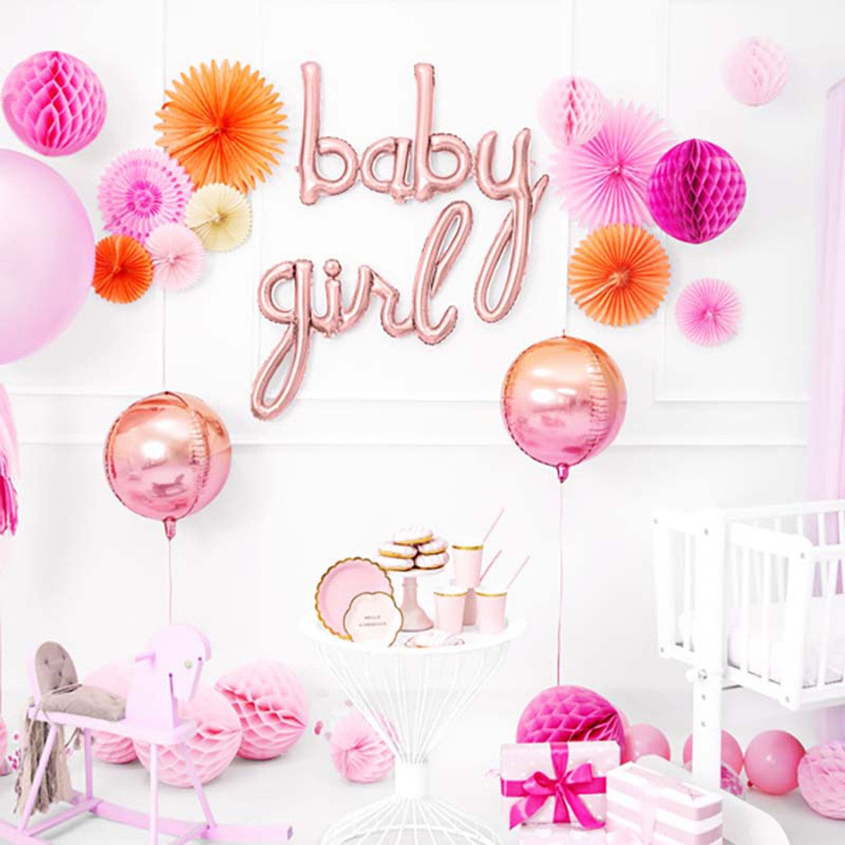partydeco Hängedekoration Girlande Quasten Creme Pink Rosa, 12Stk./200cm