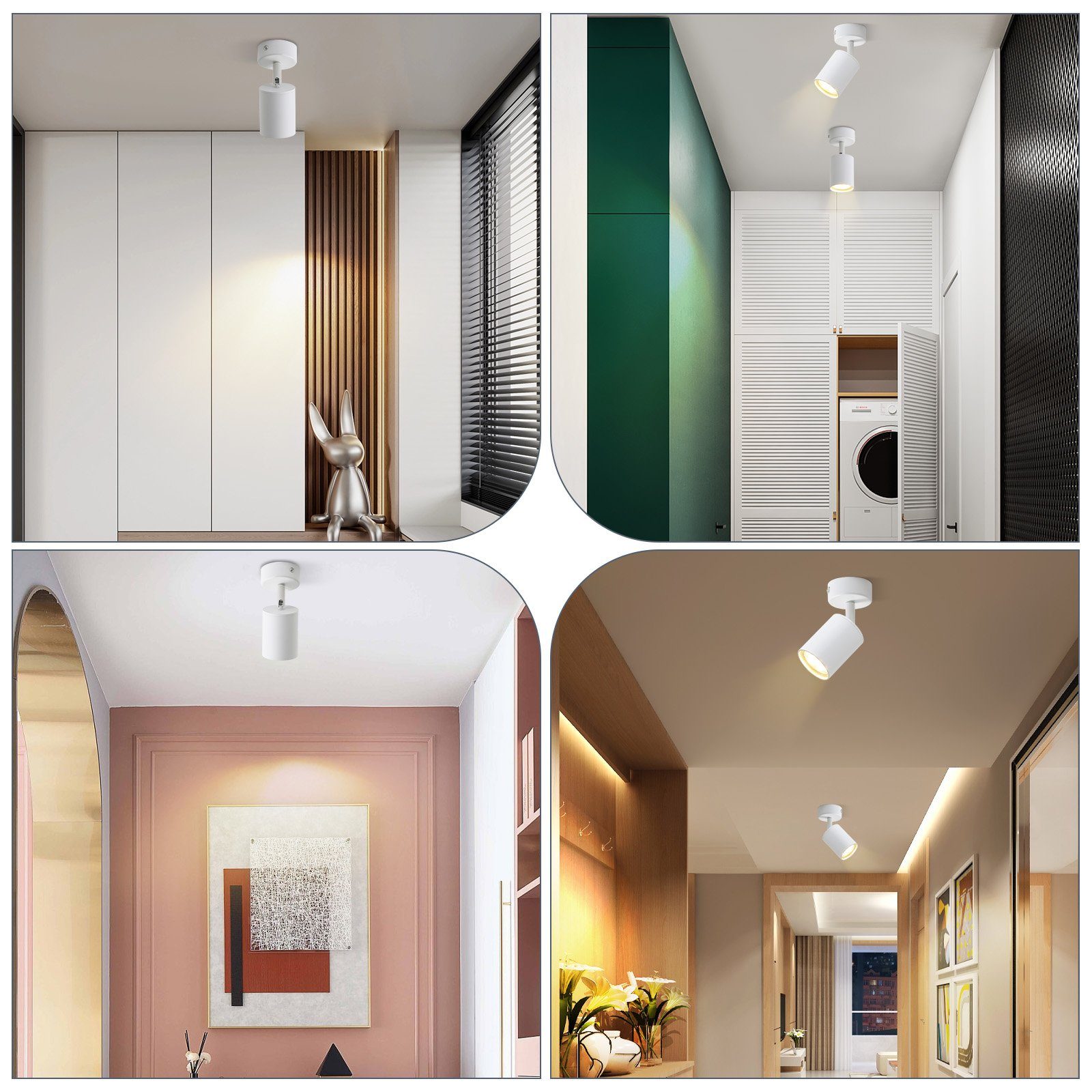 ZMH LED Deckenspots Industrial LED Wohnzimmer, fest GU10 für 1 Deckenlampe integriert, Deckenstrahler: Flurlampe LED Spots, Weiß Deckenstrahler Modern Wandstrahler Flammig