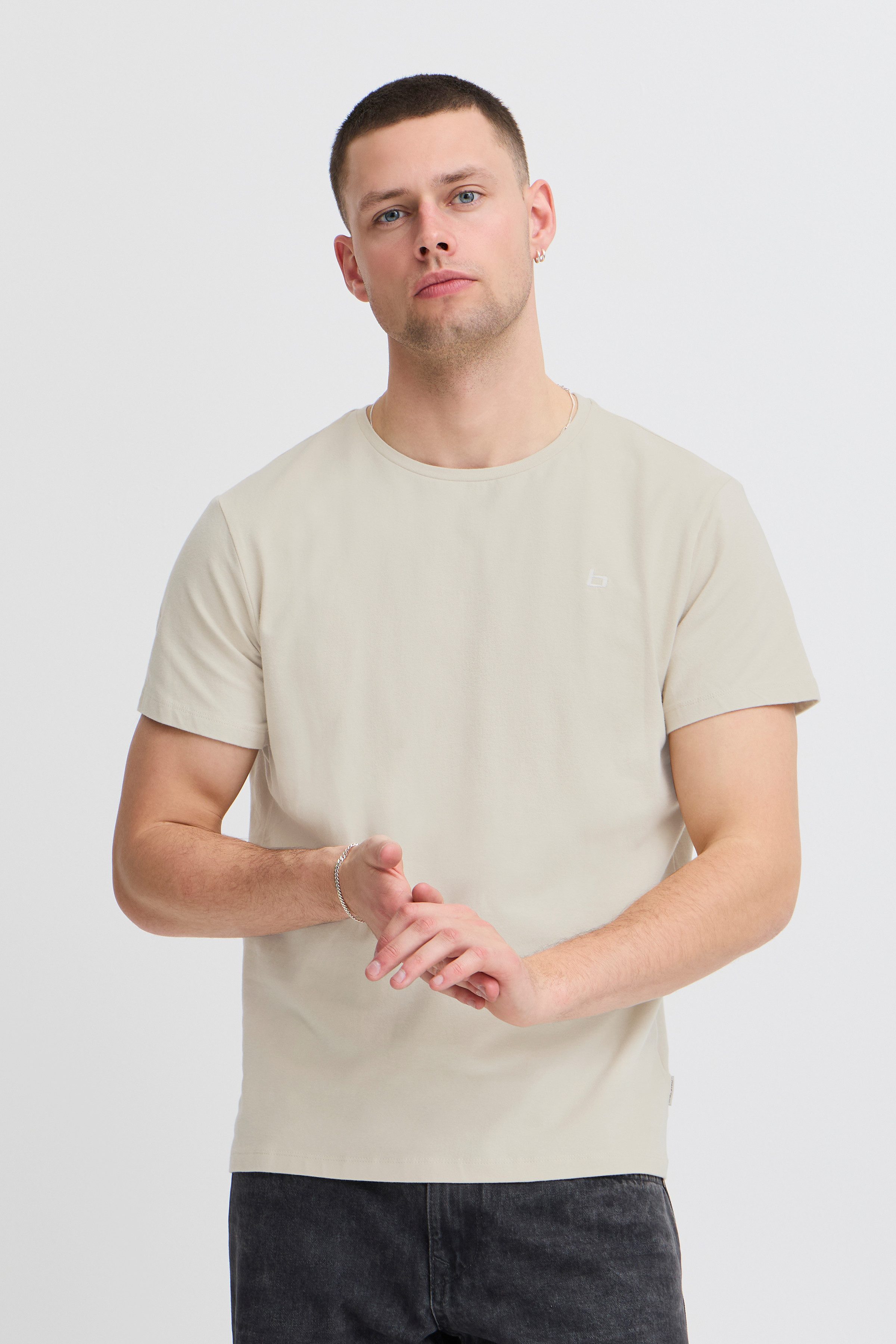 Blend Rundhalsshirt BHDinton tee crew mit Markenlabel, aus Baumwollmischung, Regular Fit, in Single Jersey
