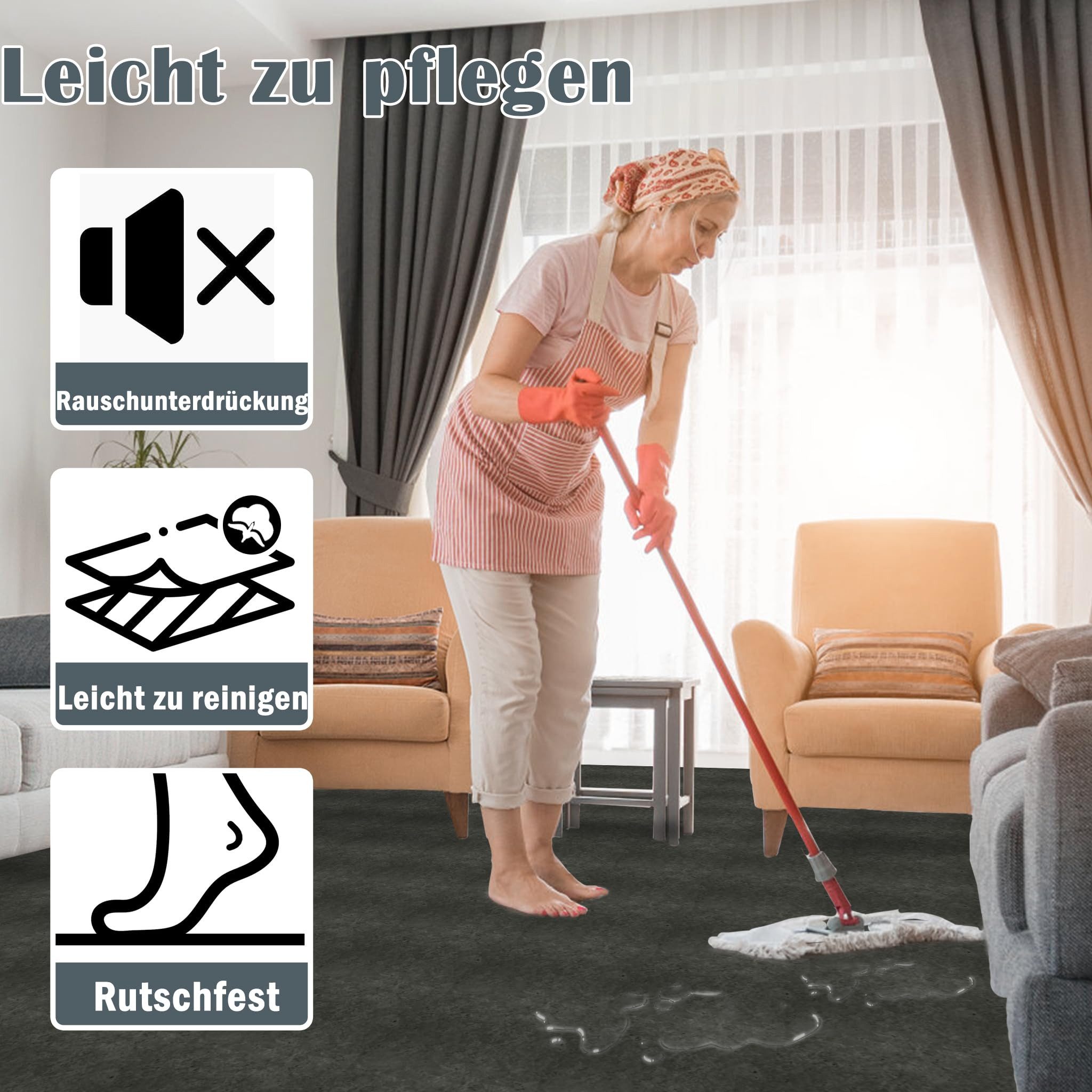 FIVMEN Vinylboden PVC Bodenbelag Selbstklebend Vinylboden Bodenfliesen 30cm×30cm, 27 Stück, 2.51m², Fliesenaufkleber Rutschfeste Venylbodenbelag für Schlafzimmer, Küche