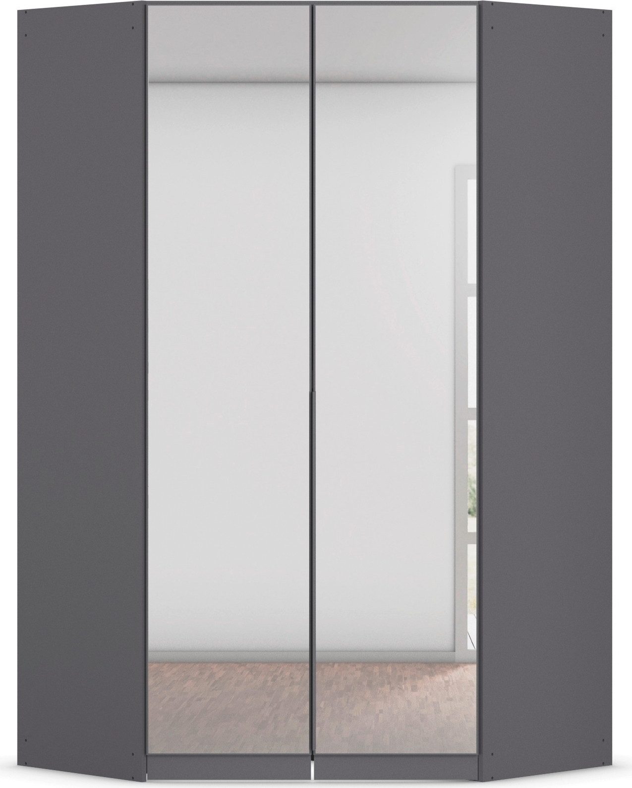 OTTO home Eckkleiderschrank Kleiderschrank Schrank Ankleidezimmer Schlafzimmer Garderobe AGORDO (in zwei Griff-Farben, Breite/Tiefe 117x117 cm, Höhen 210/229 cm) mit Spiegeltüren, voll ausgestattet mit viel Stauraum MADE IN GERMANY