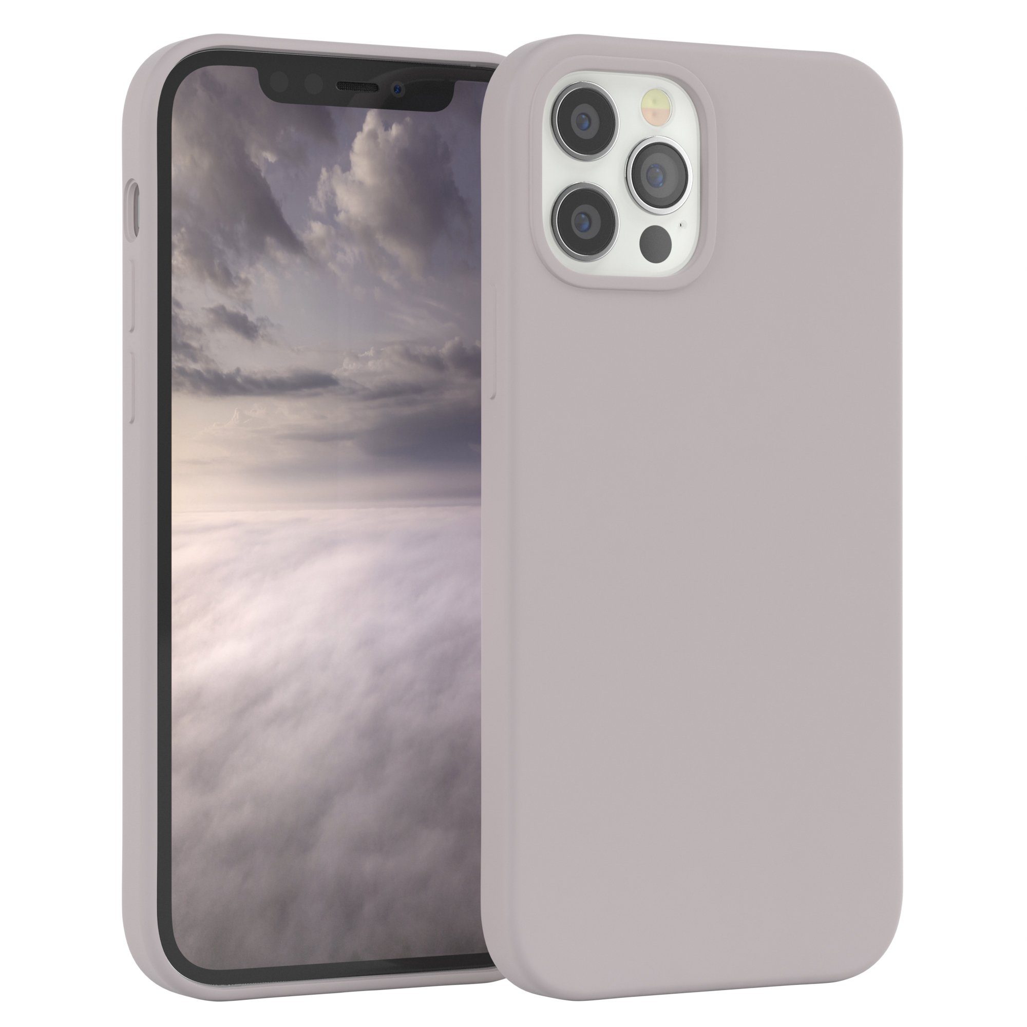 EAZY CASE Handyhülle Premium Silikon Case für iPhone 12 / iPhone 12 Pro 6,1 Zoll, Hülle Bumper Case Slimcover mit Displayschutz Silikonhülle Rosa Braun