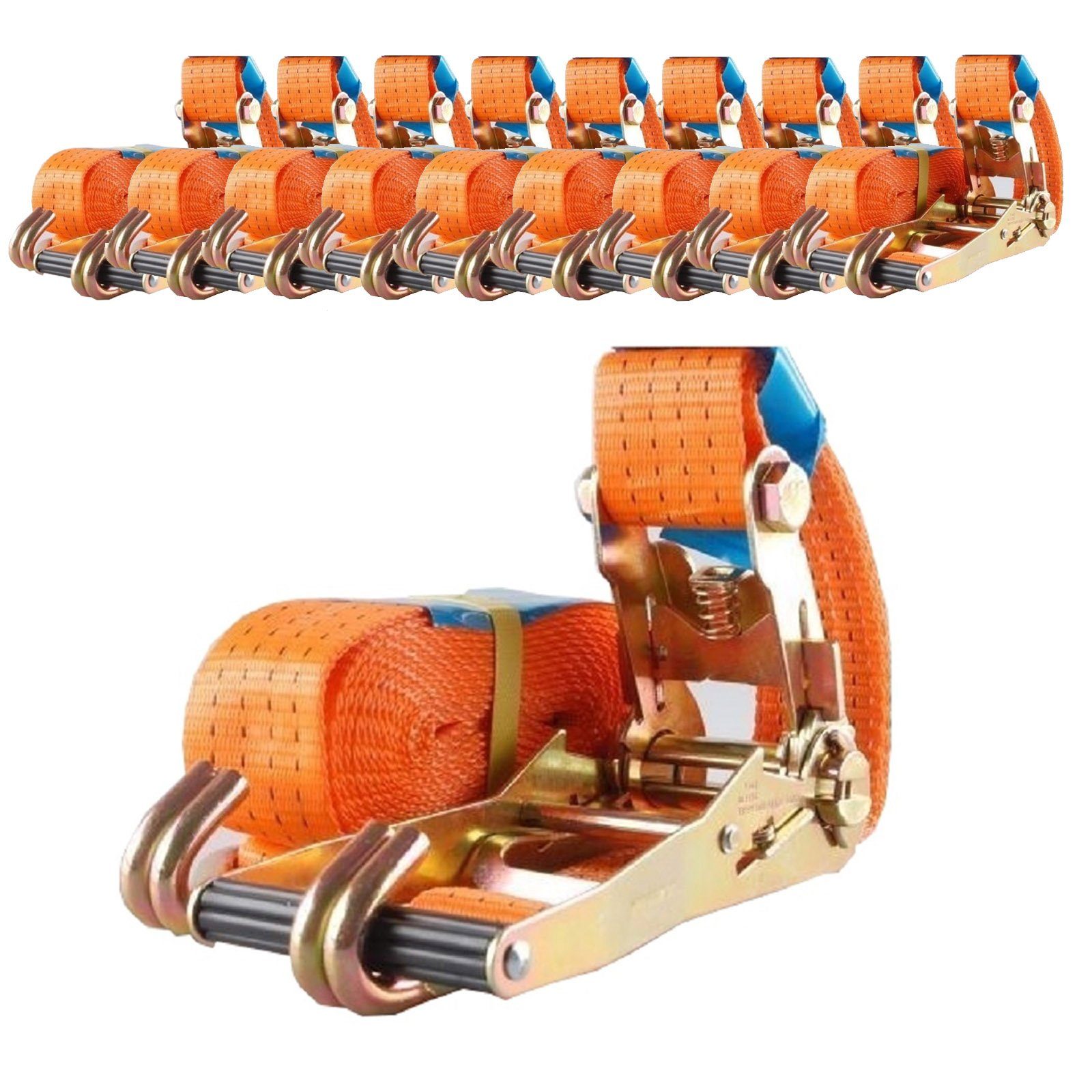 Spanngurt 10x Profi Ratschen Zurrgurt 2-tlg 5m 4t 4to 4000kg TÜV/GS ORANGE