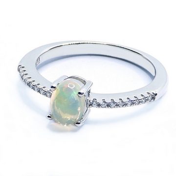 Goldene Hufeisen Silberring echter Opal Ring 925 Sterling-Silber Rhodiniert Damen Edelsteine, Damen-Schmuck mit Edelsteine