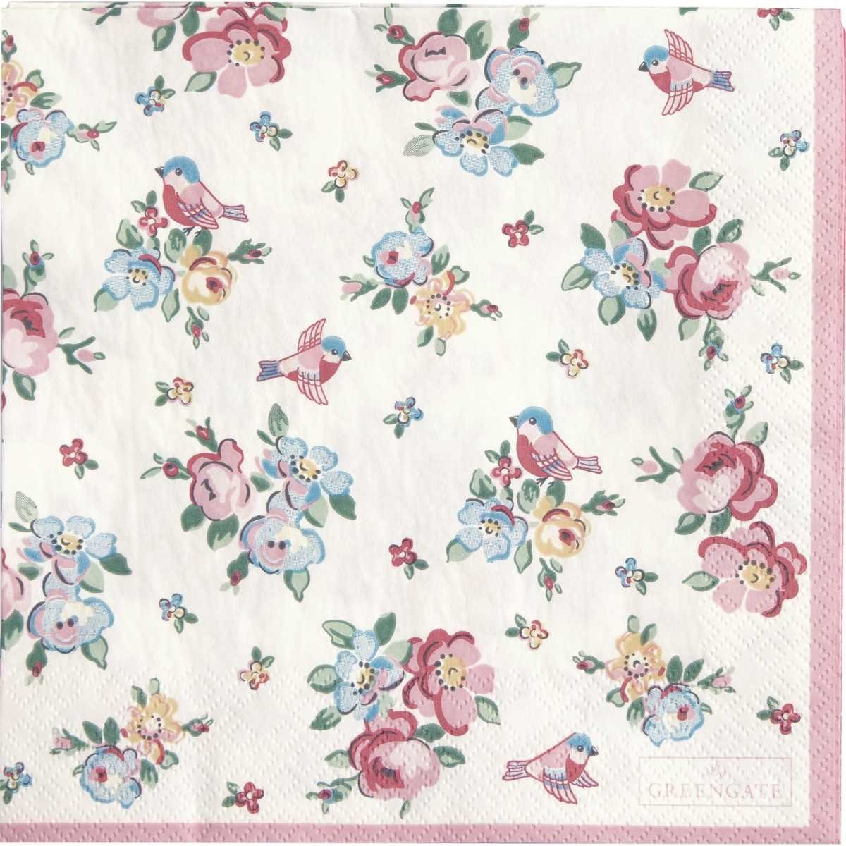 Greengate Papierserviette Papierserviette Ellie white groß 33 x 33 cm
