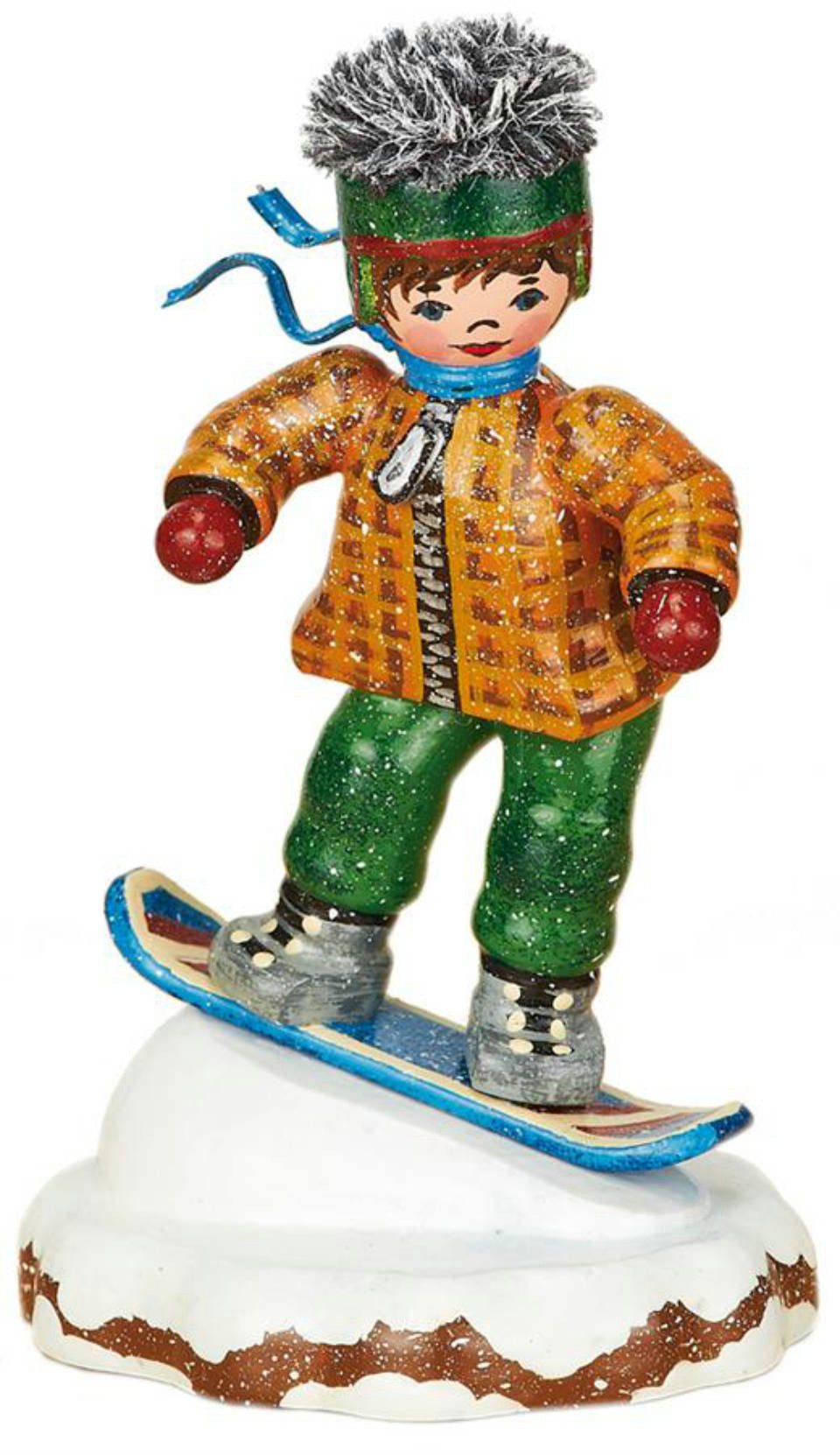 Hubrig Volkskunst Zschorlau Erzgebirge Sammelfigur Hubrig Winterkind Snowboardfahrer