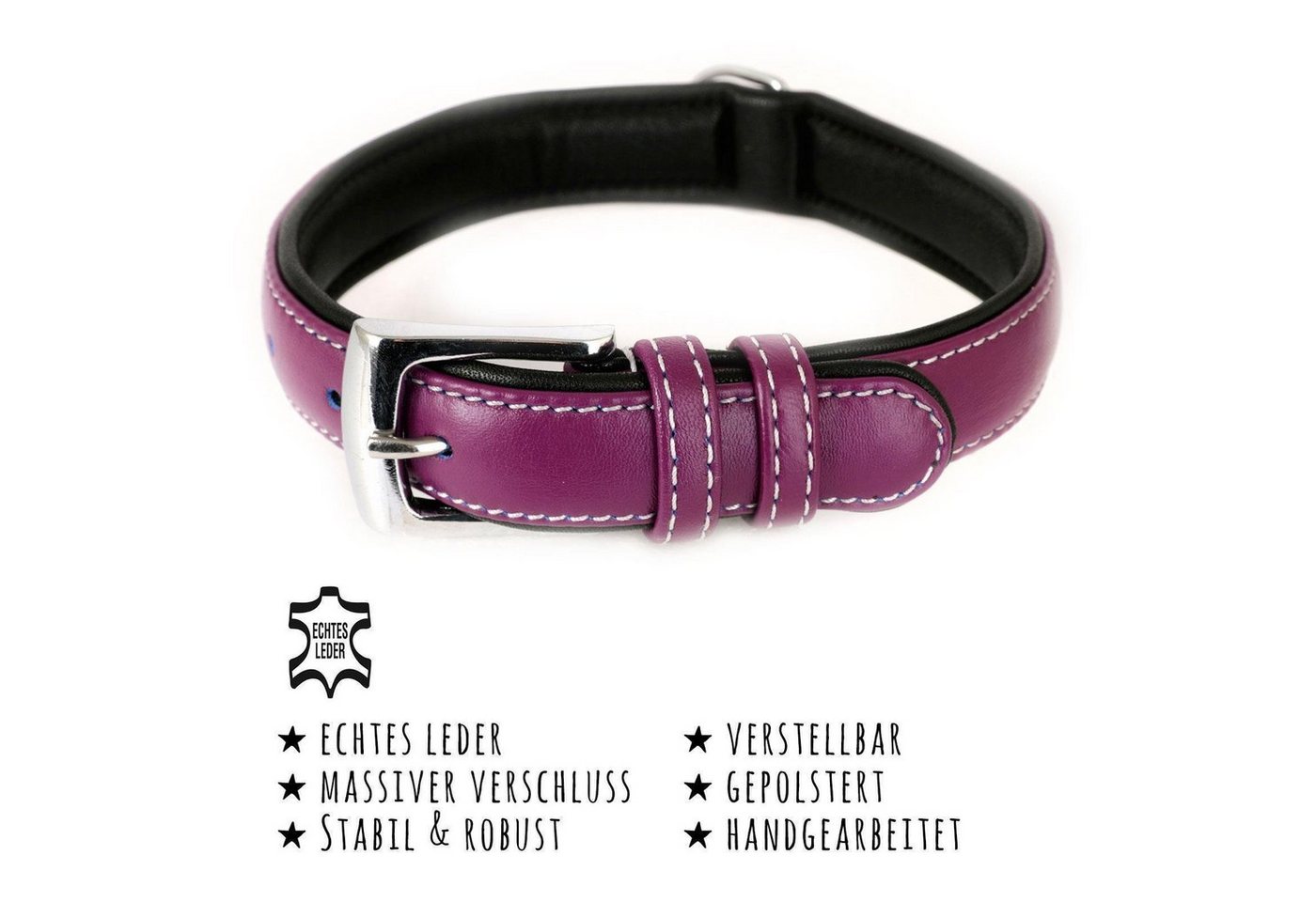 Thumbnail - Monkimau Hunde-Halsband Hundehalsband aus Leder, Leder