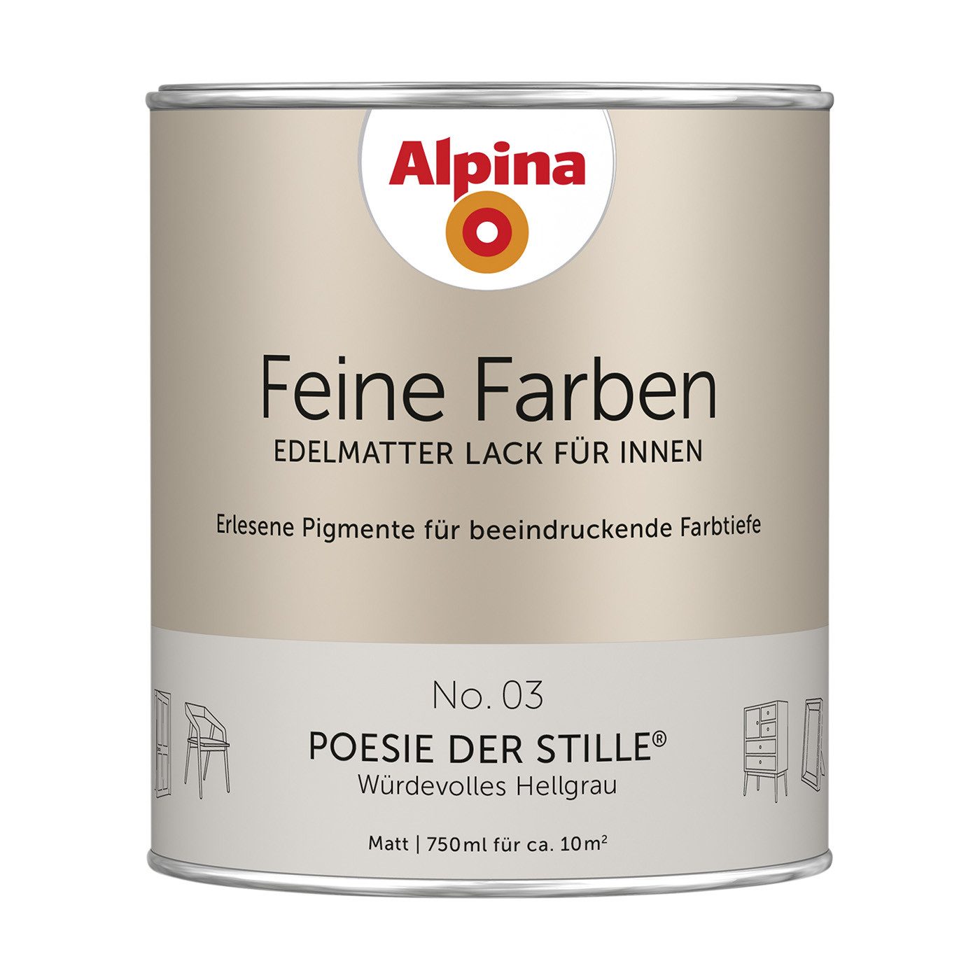 Alpina Lack Würdevolles Hellgrau No. 03, hoch deckend, schnell trocknend