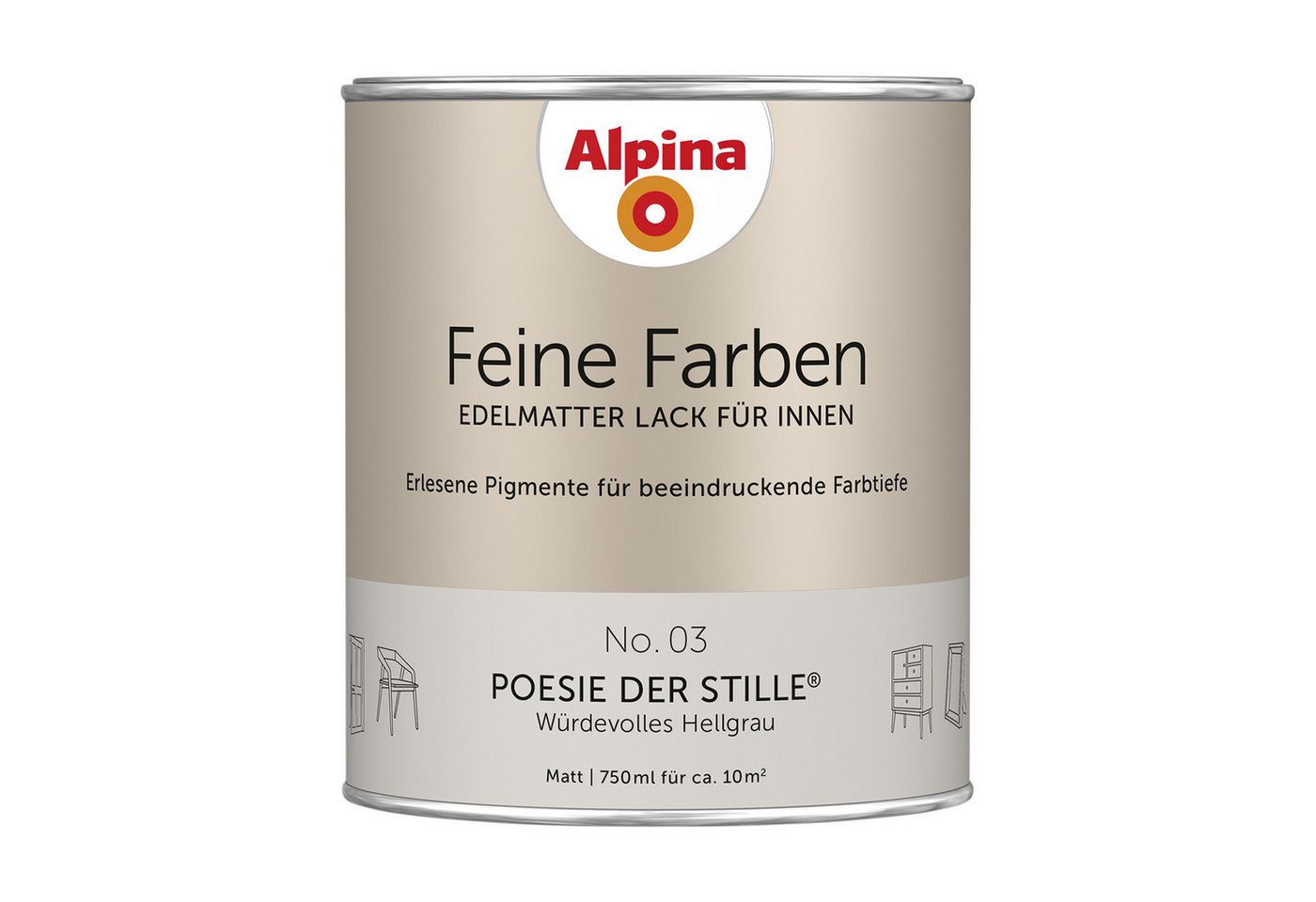 Alpina Lack Würdevolles Hellgrau No. 03, hoch deckend, schnell trocknend
