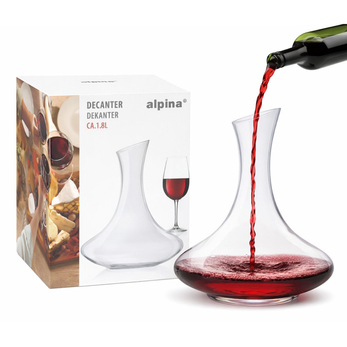 Alpina Dekanter alpina Wein Karaffe 1.8L - Glaskaraffe für Wein