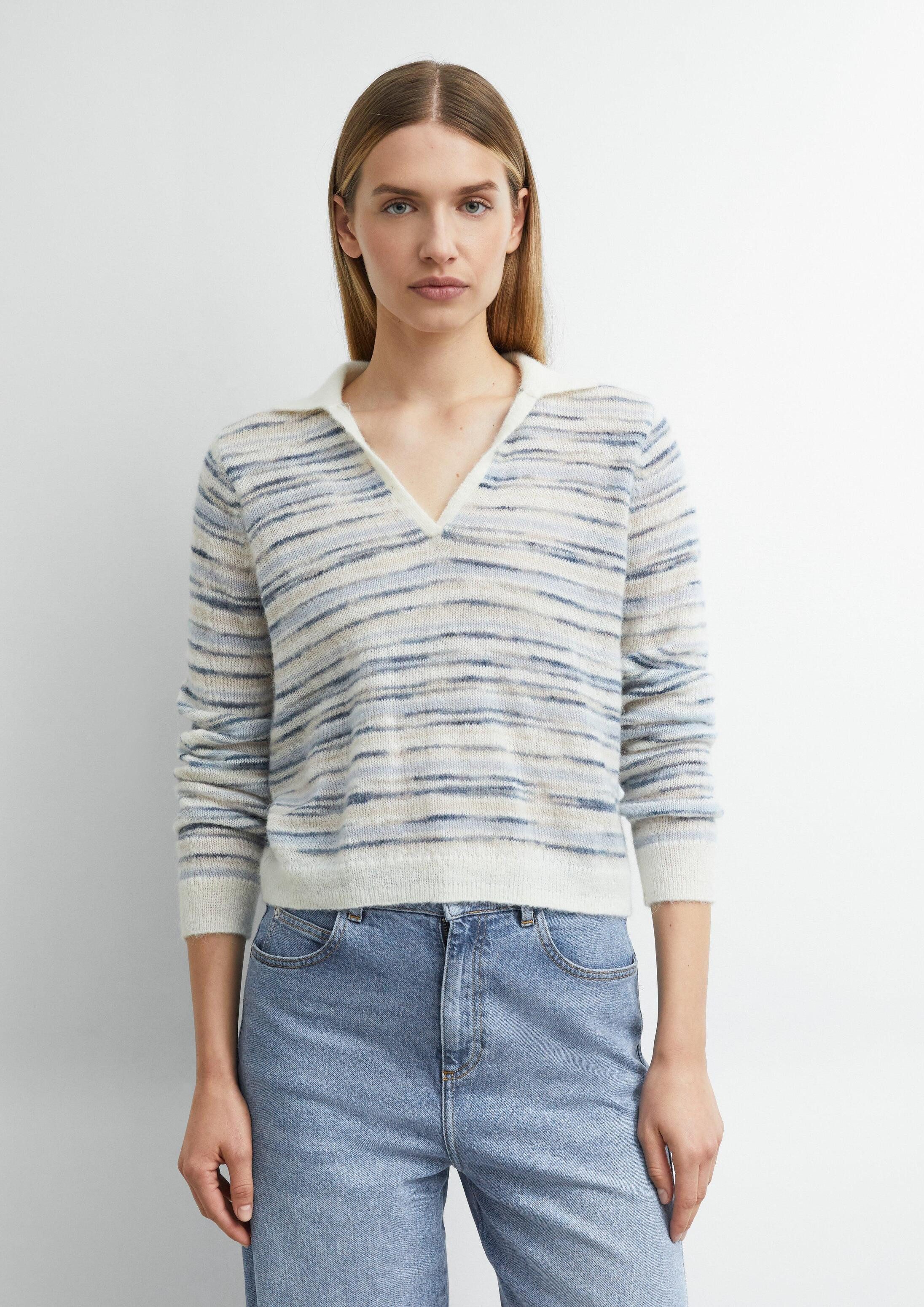 comma Longpullover Strickpullover Leichter Alpakamix-Pullover mit Kragen