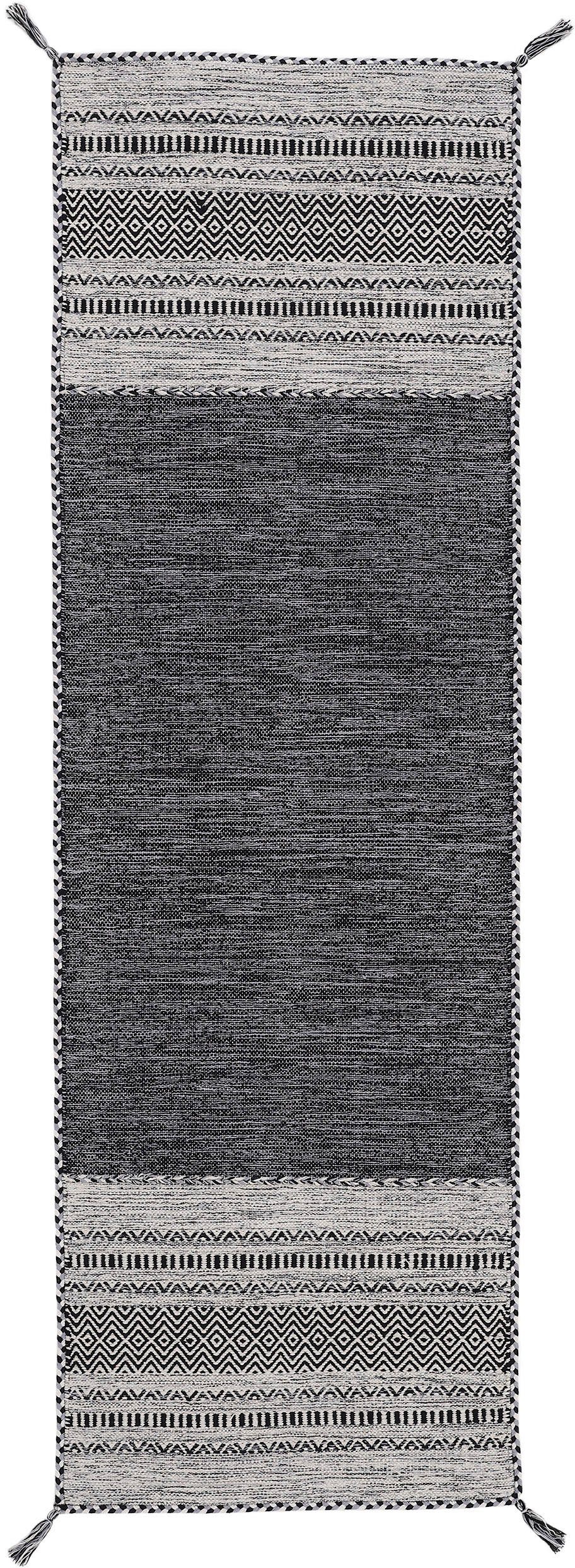 Läufer Kelim Azizi, carpetfine, rechteckig, Höhe: 5 mm, Baumwolle, Wendeteppich mit Fransen, Wohnzimmer