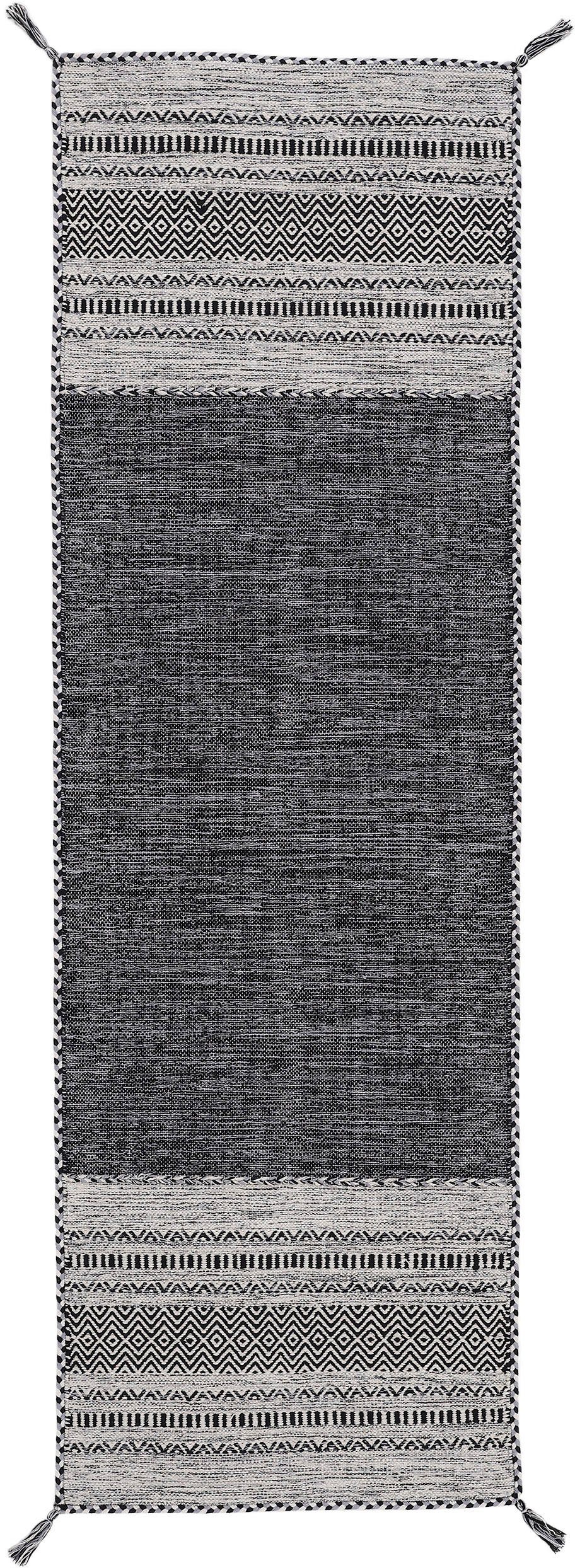 carpetfine Teppich Kelim Azizi, auch als Läufer erhältlich, rechteckig, Höhe: 5 mm, handgewebt, Baumwolle, Wendeteppich mit Fransen, Fleckerl, Wohnzimmer