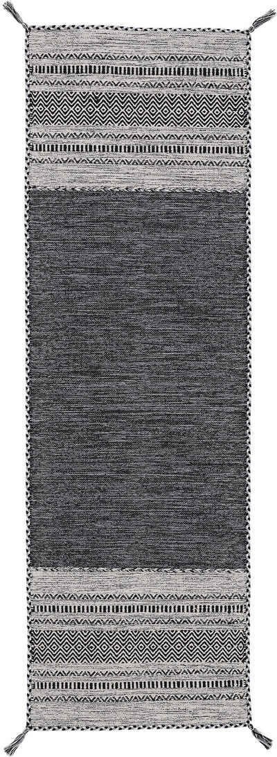 Läufer »Kelim Azizi«, carpetfine, rechteckig, Höhe 5 mm, Baumwolle, Wendeteppich mit Fransen, Wohnzimmer