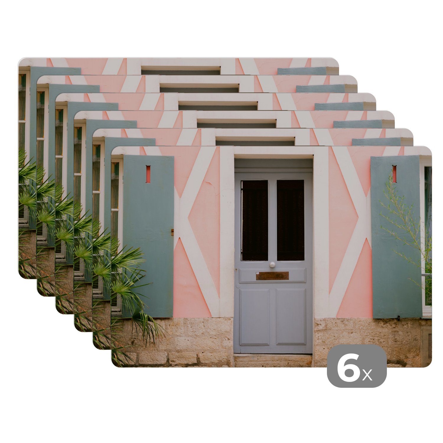 Platzset, Rosa - Tür - Architektur - Haus, MuchoWow, (6-St), Platzset, Platzdecken, Platzmatte, Tischmatten, Schmutzabweisend | Tischsets