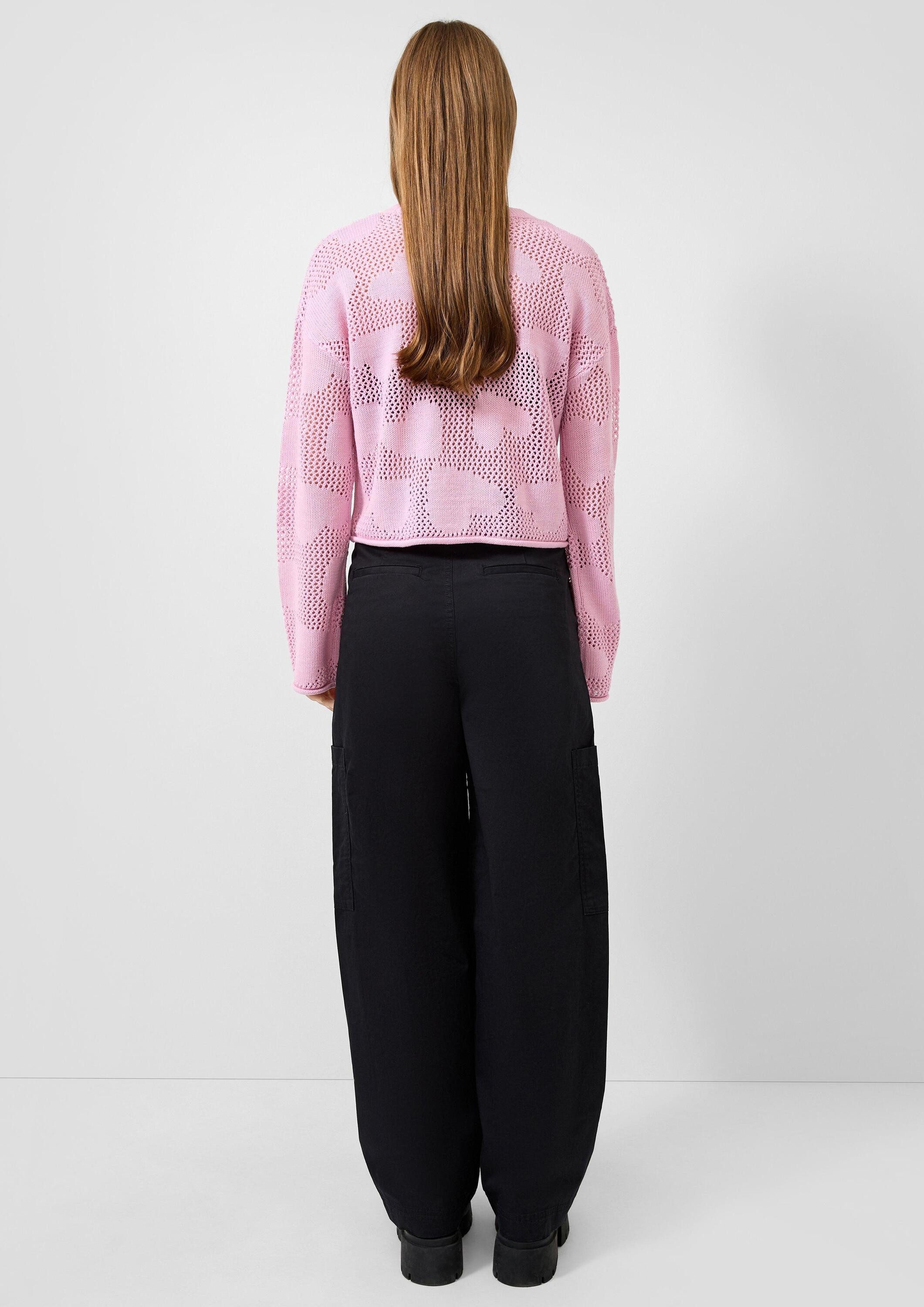 QS Longpullover Strickpullover Ajourpullover