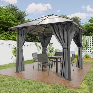 HOMALL Pavillon 3x3/3x4m Gartenpavillon mit doppelten PC-Sonnenkollektoren