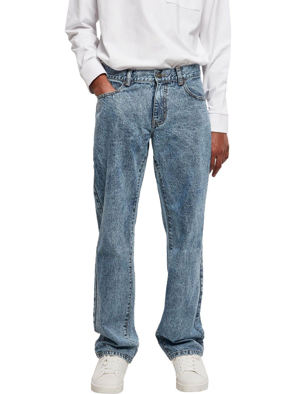 URBAN CLASSICS Straight-Jeans ORGANIC STRAIGHT LEG DENIM aus Baumwolle Light Skyblue Acid Washed 02432 | 