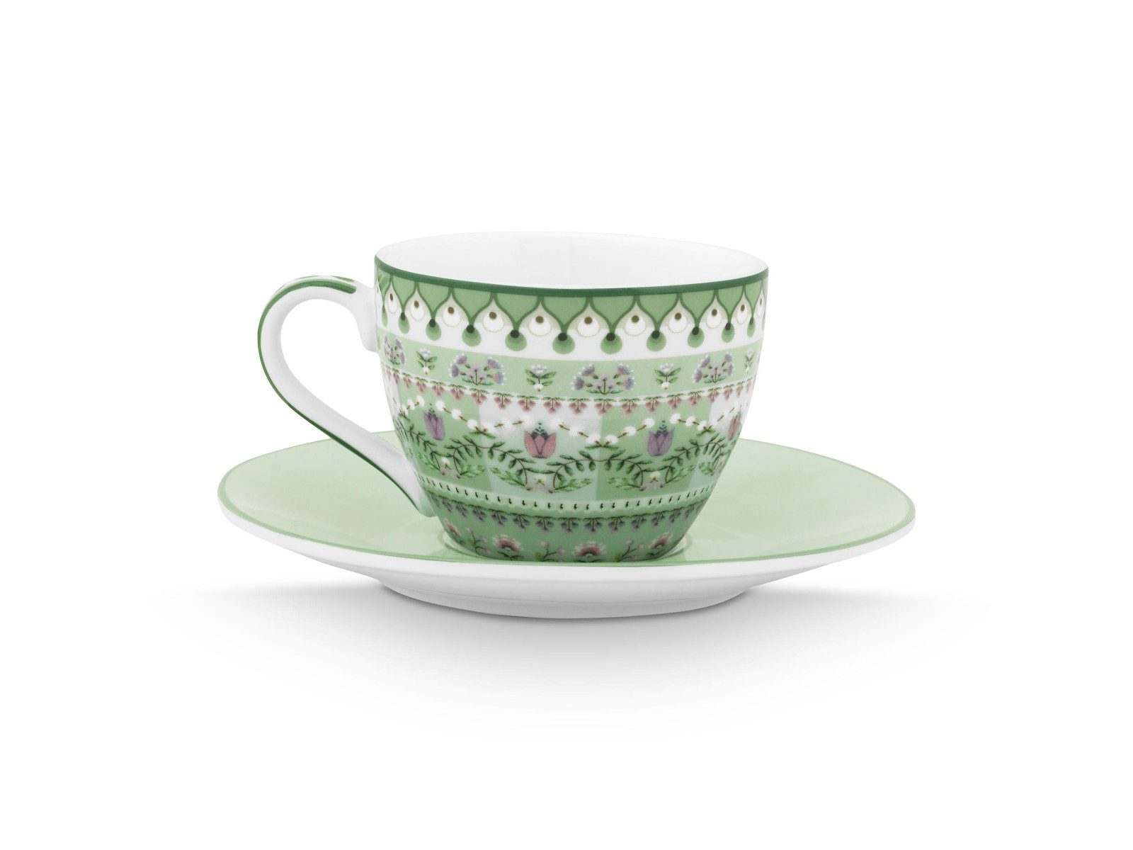 PiP Studio Espressotasse Lily&Lotus Moon Delight Light Green Espressotasse mit Untertasse 120ml, Porzellan